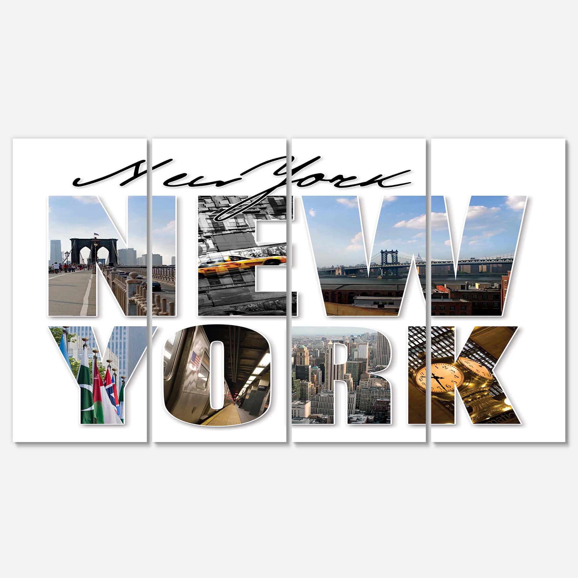 Designart - New York City Graphic Montage - Cityscape Canvas Art Print