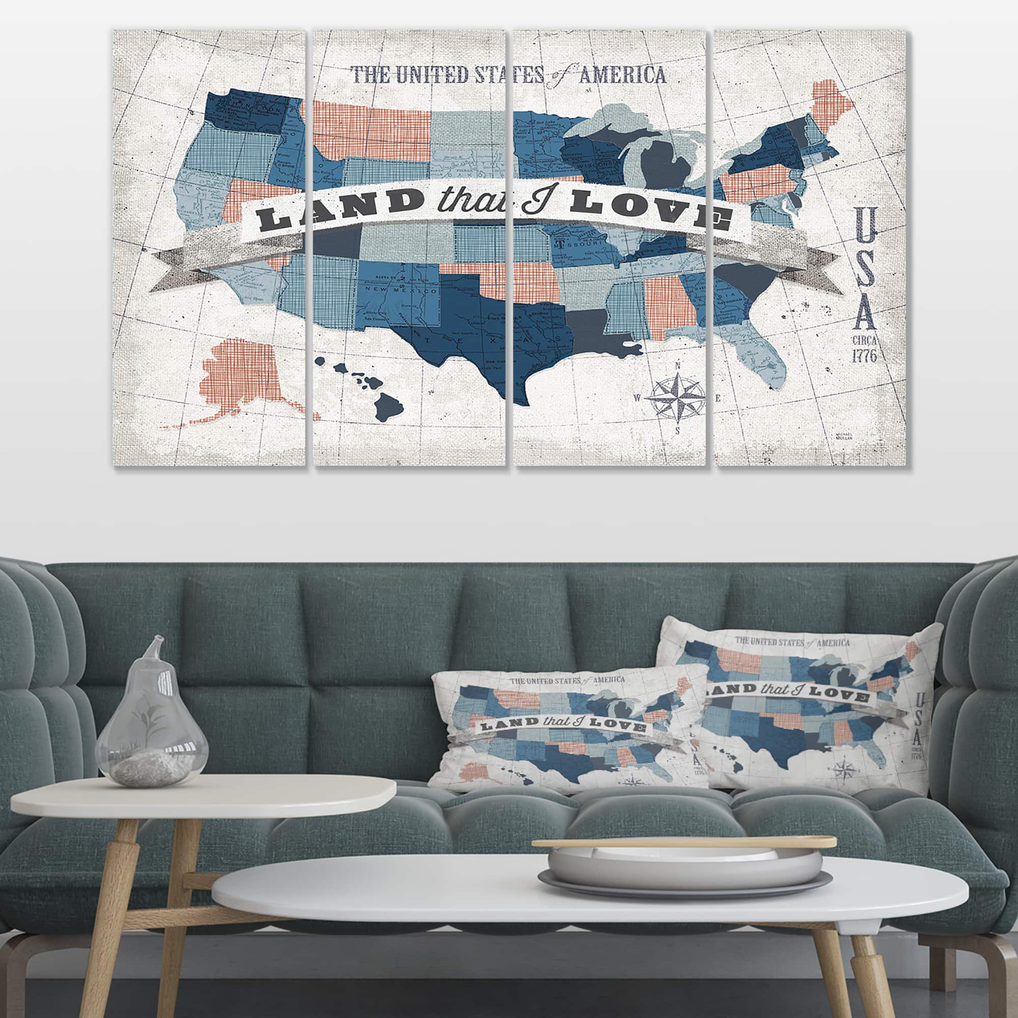 Designart - American Map Watercolor