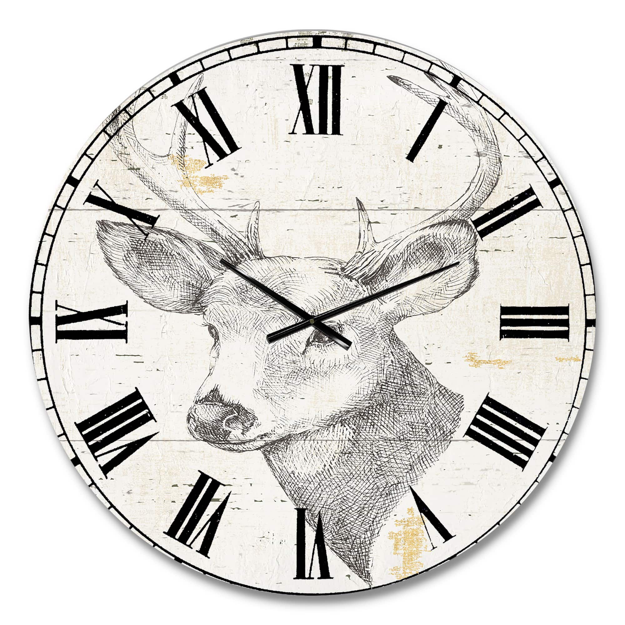 Designart Deer Wild &#x26; Beautiful II Traditional Wall Clock