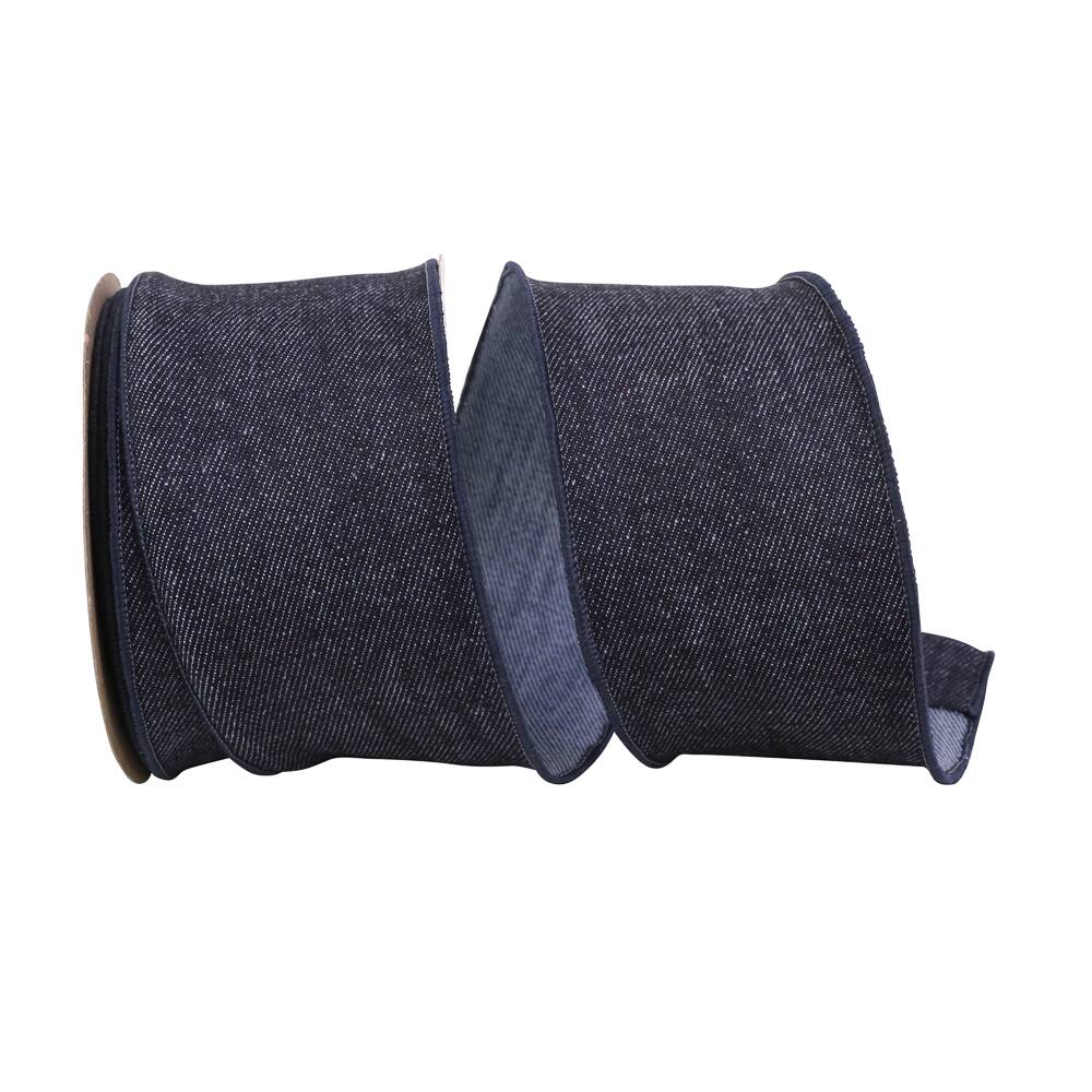 JAM Paper 2.5" x 10yd. Denim Wired Edge Ribbon