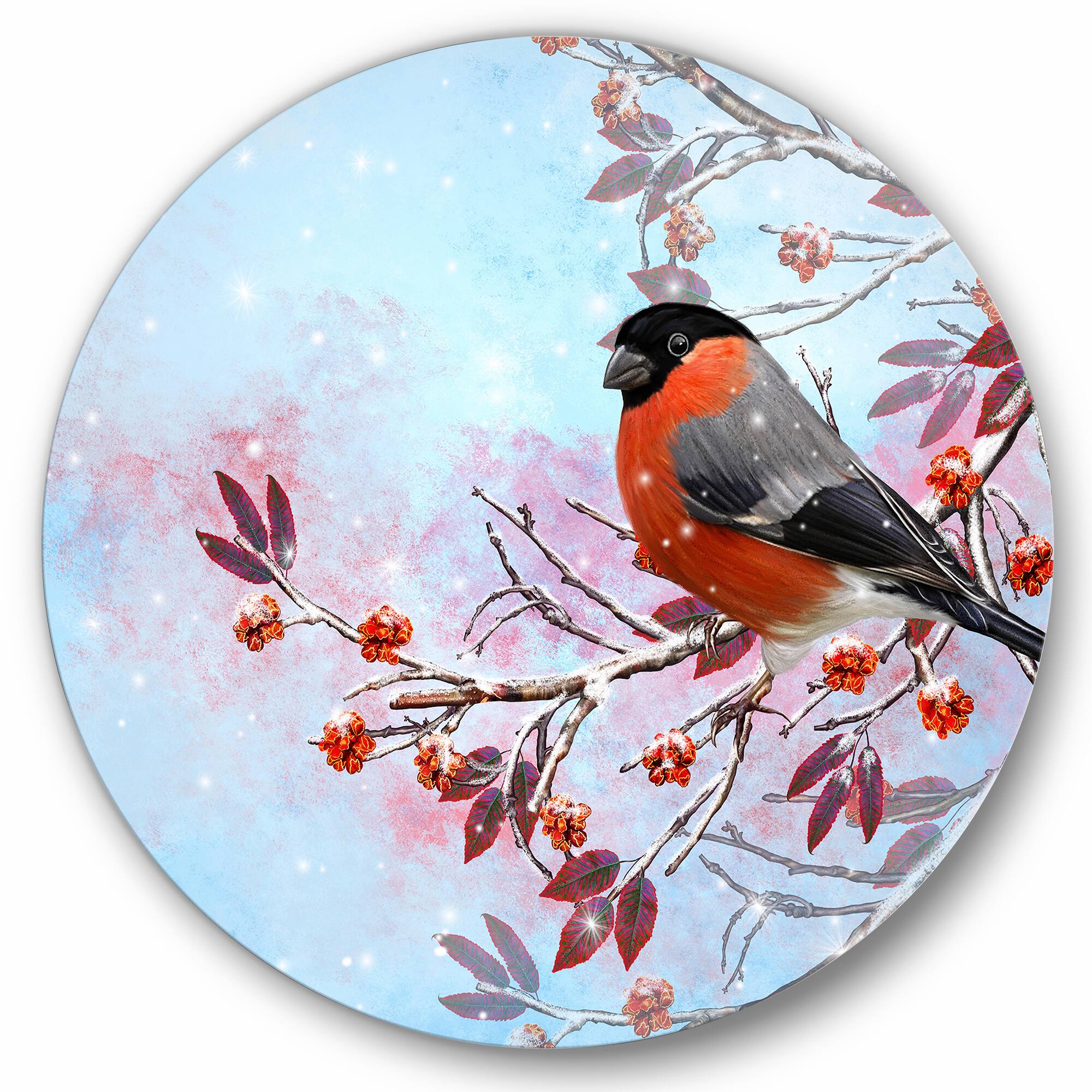 Designart - Two Bright Bird Bullfinch Bird Sitting On A Branch