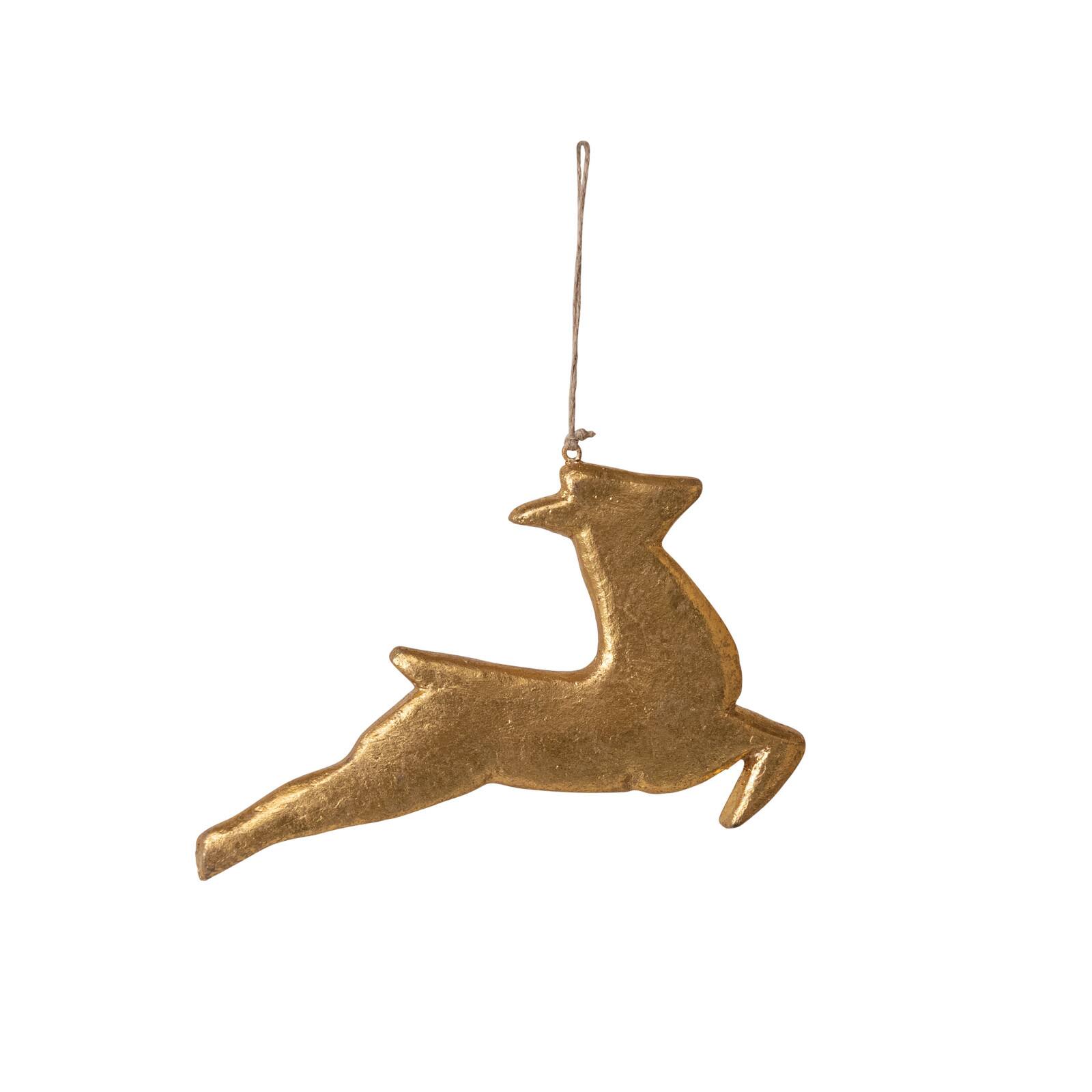 Hello Honey® 8" Gold Paper Mache Deer Ornament