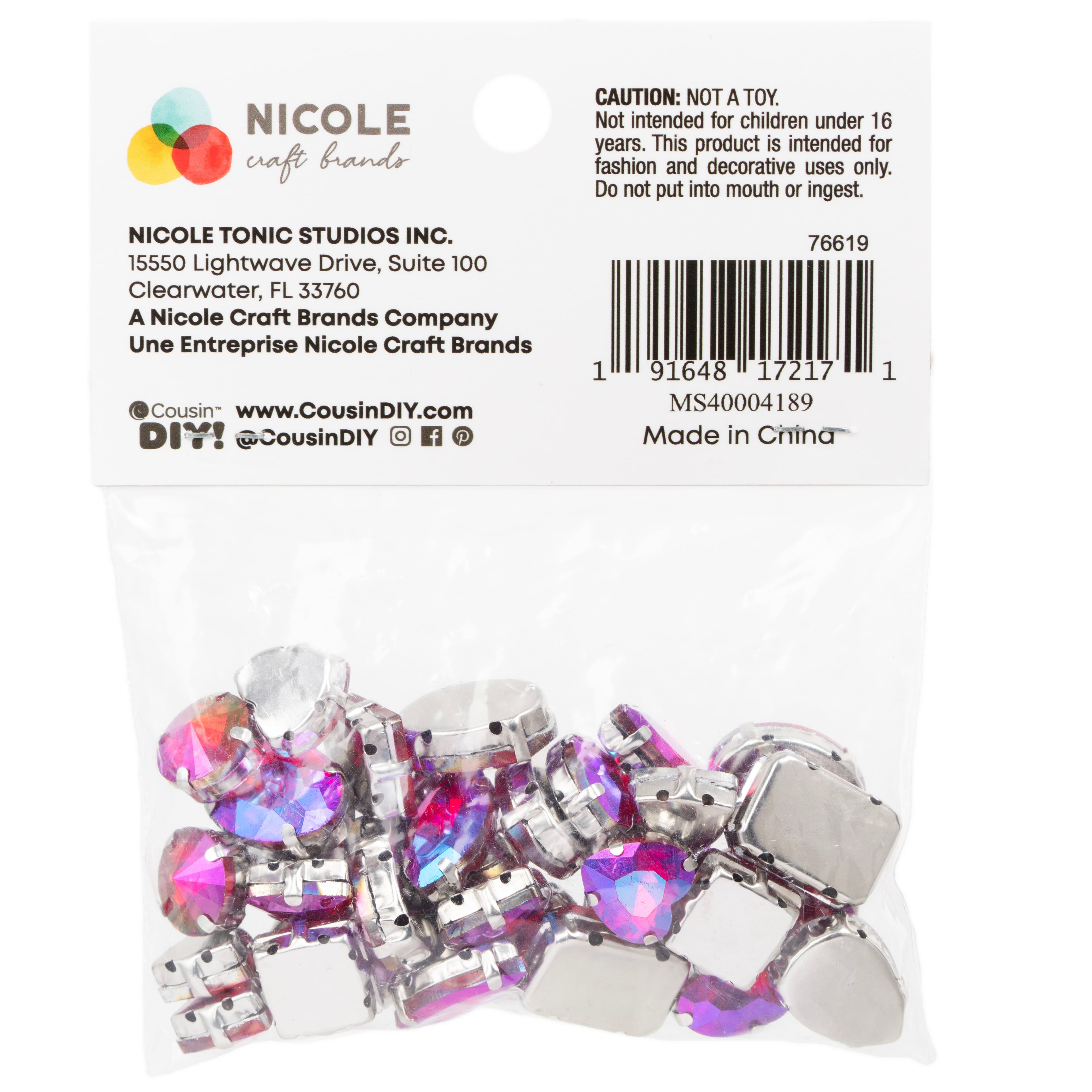 CousinDIY Silver Siam AB Glass Sew-On Rhinestones, 32ct.
