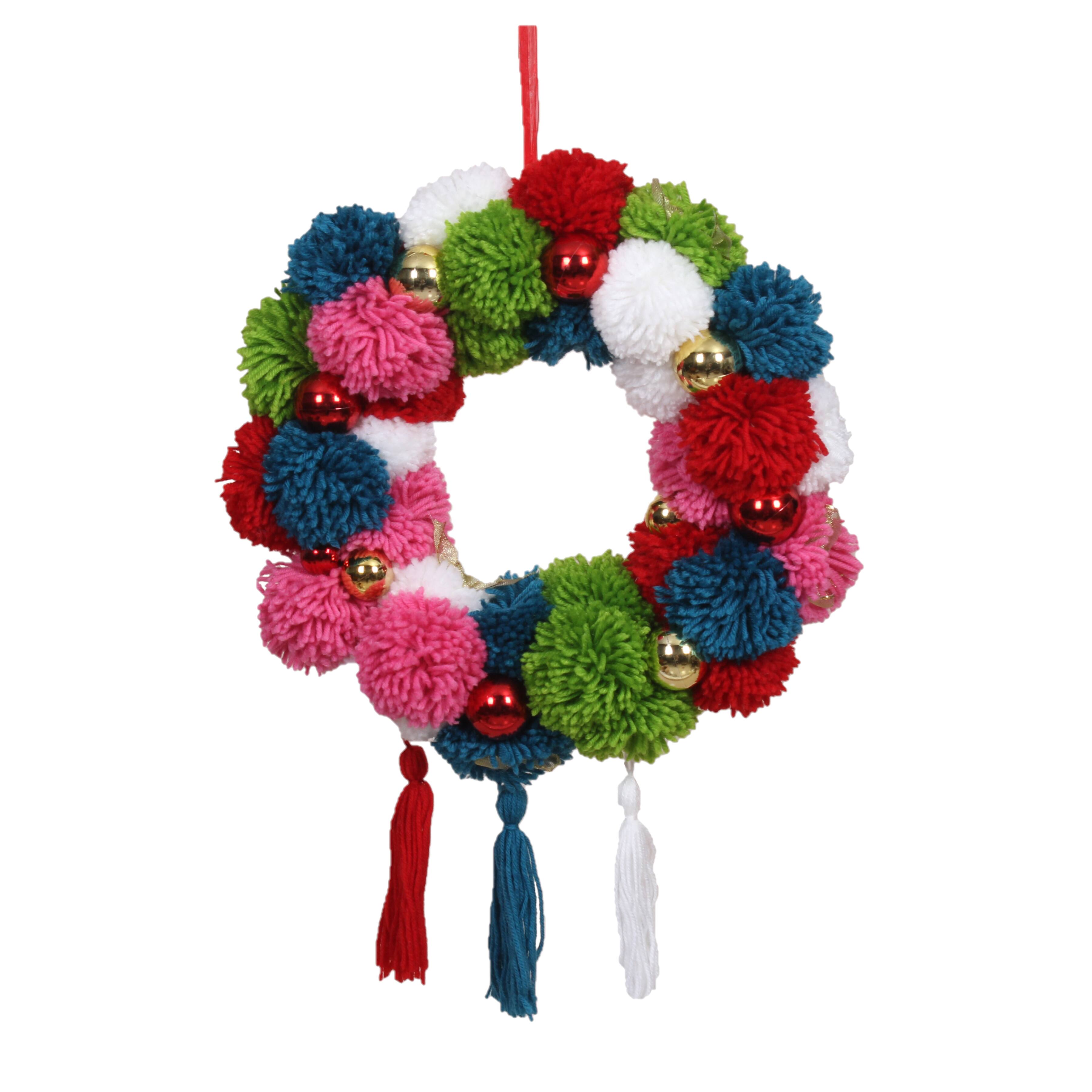 Minde om Skærm Let at læse 19" Colourful Pom-pom Wreath by Ashland® | Michaels
