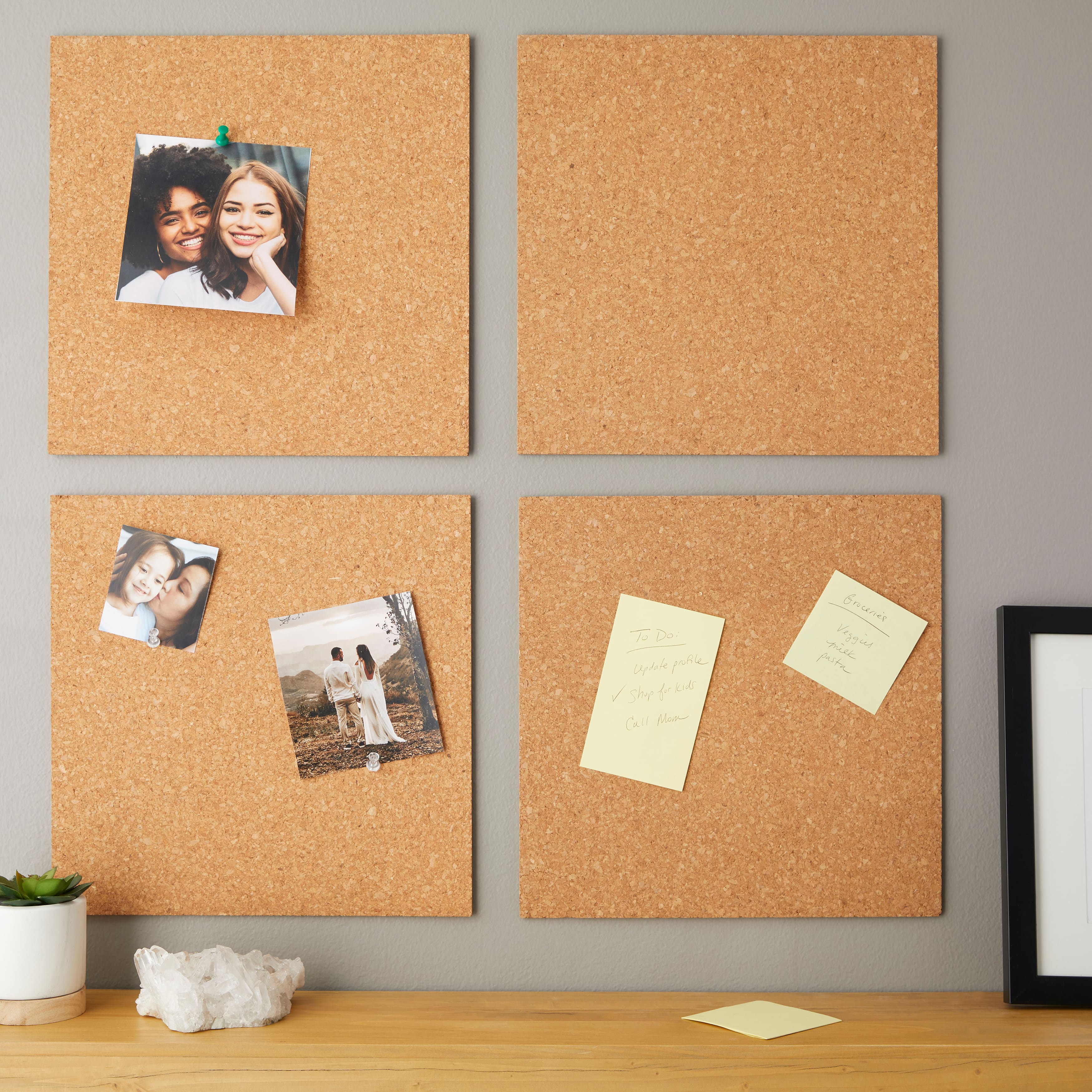 Juvale Cork Tile Boards -Frameless - Mini Wall Bulletin Boards - Natural - 4 Pack - 12 x 12 Inches