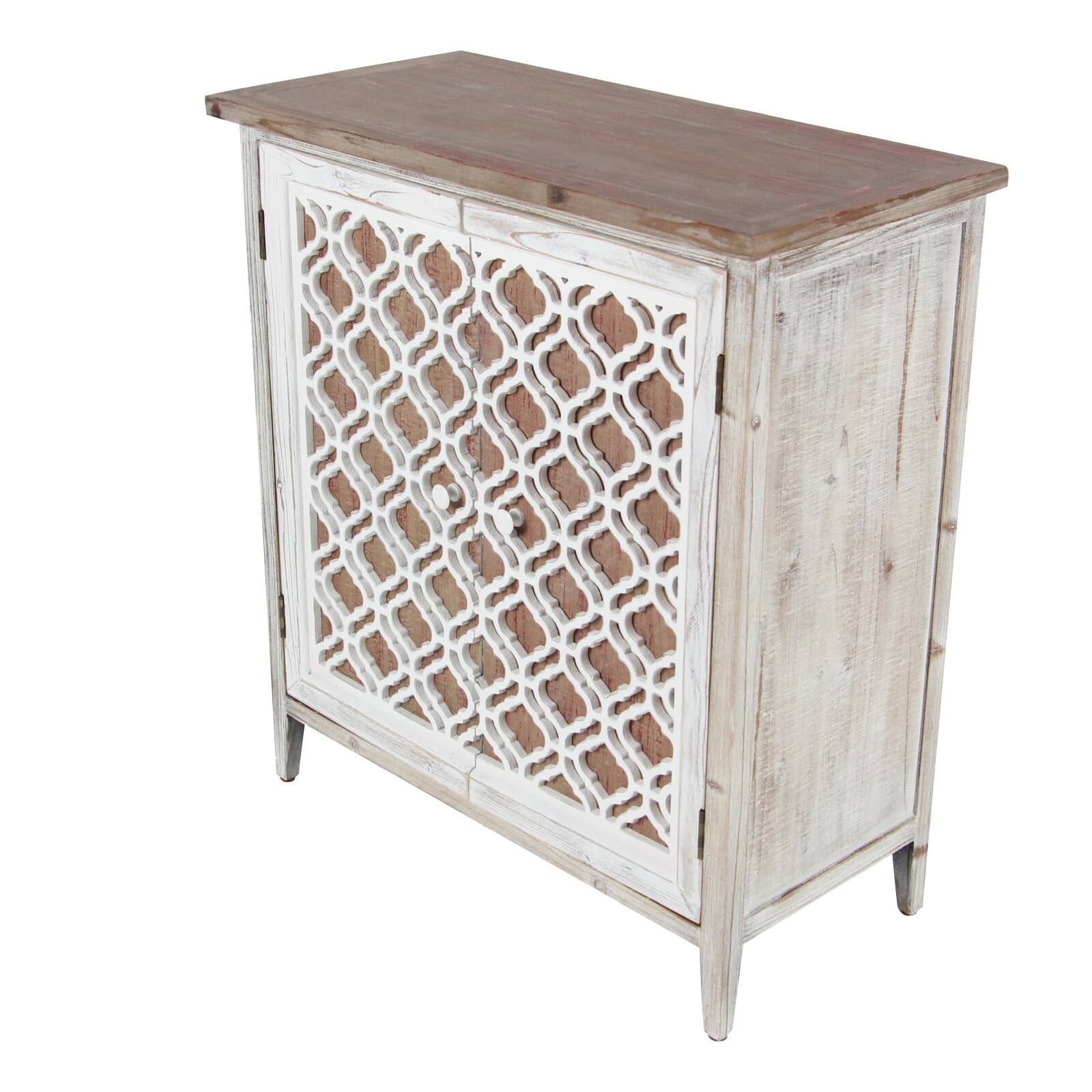 Rustic Rectangular Brown Wooden Lattice Cabinet, 31.19&#x201D; x 28.50&#x201D; x 13.63&#x201D;