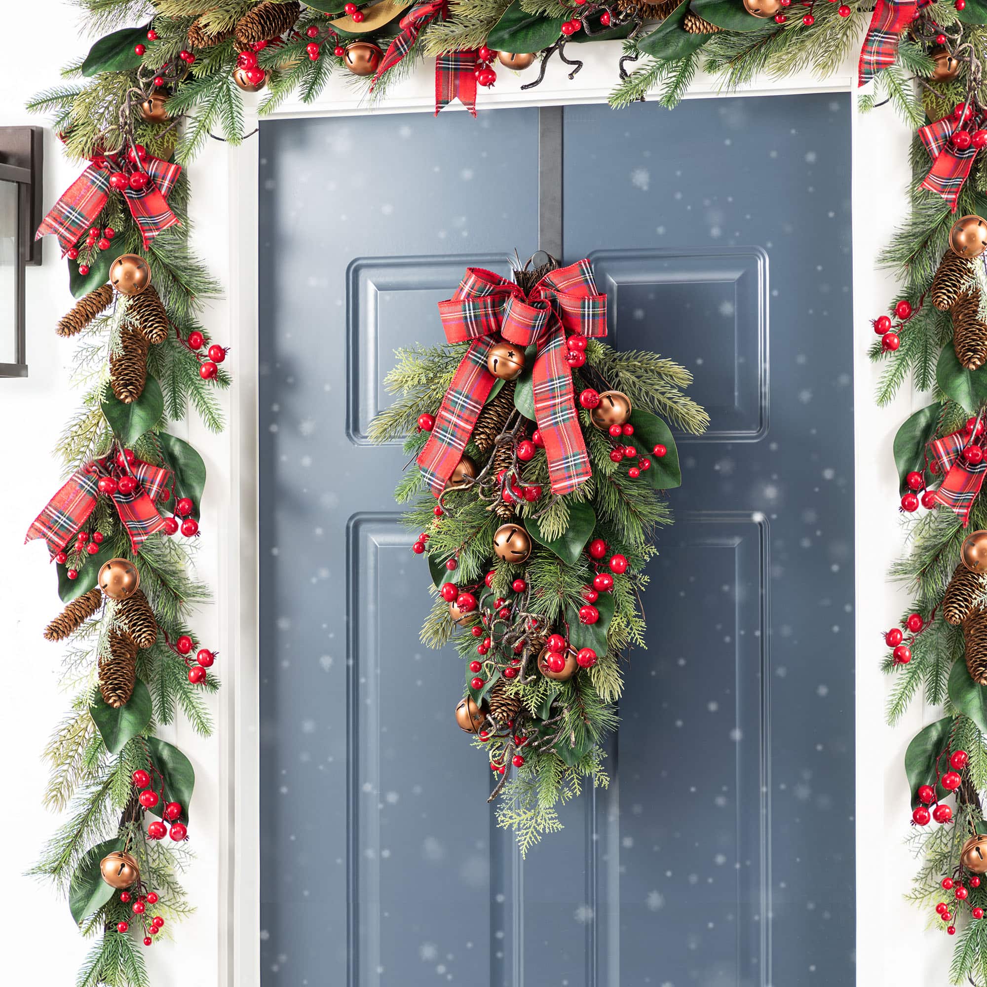 Glitzhome&#xAE; 28&#x22;H Christmas Bell, Pinecone &#x26; Berry Bow Teardrop