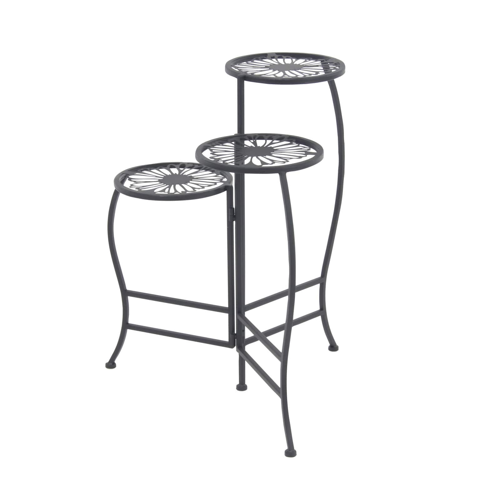 2ft. Black Flower Metal Traditional Plantstand