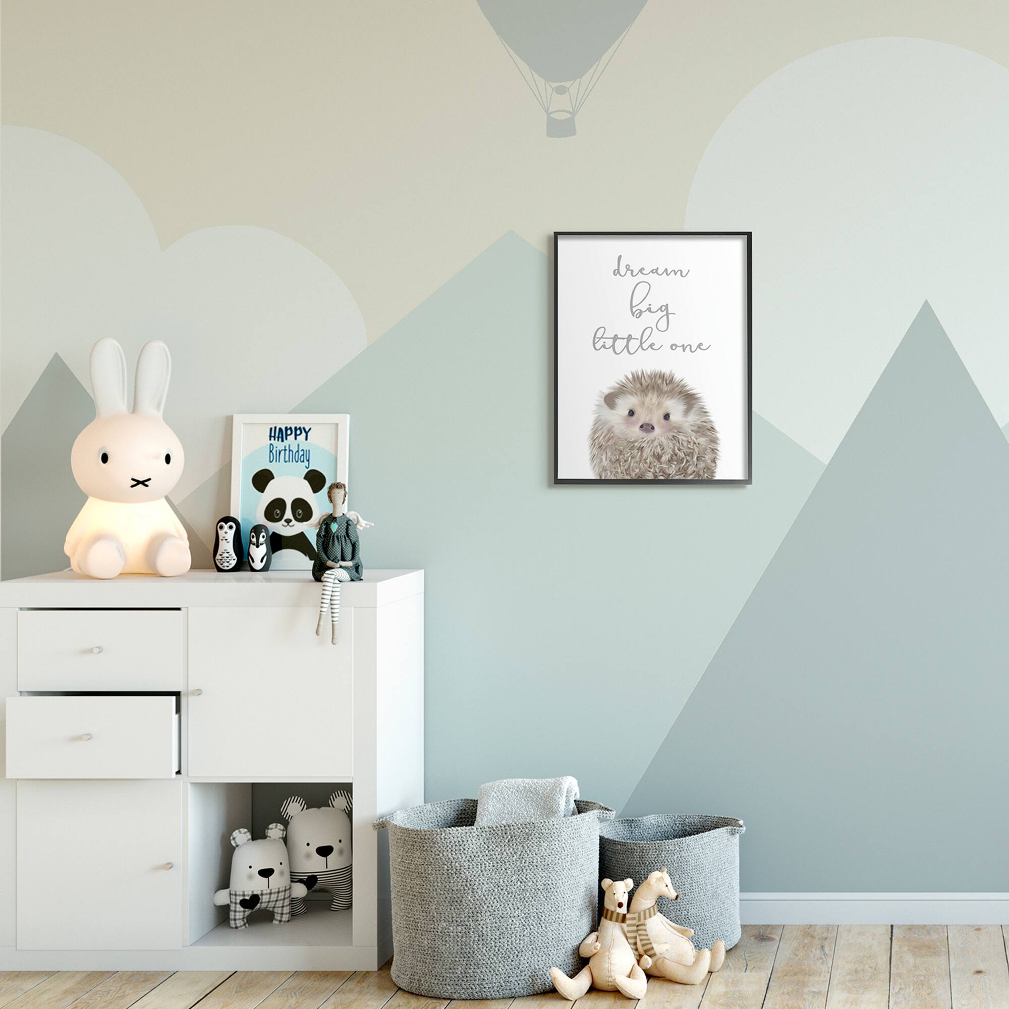 Stupell Industries Dream Big Little One Adorable Inspirational Hedgehog in Black Frame Wall Art