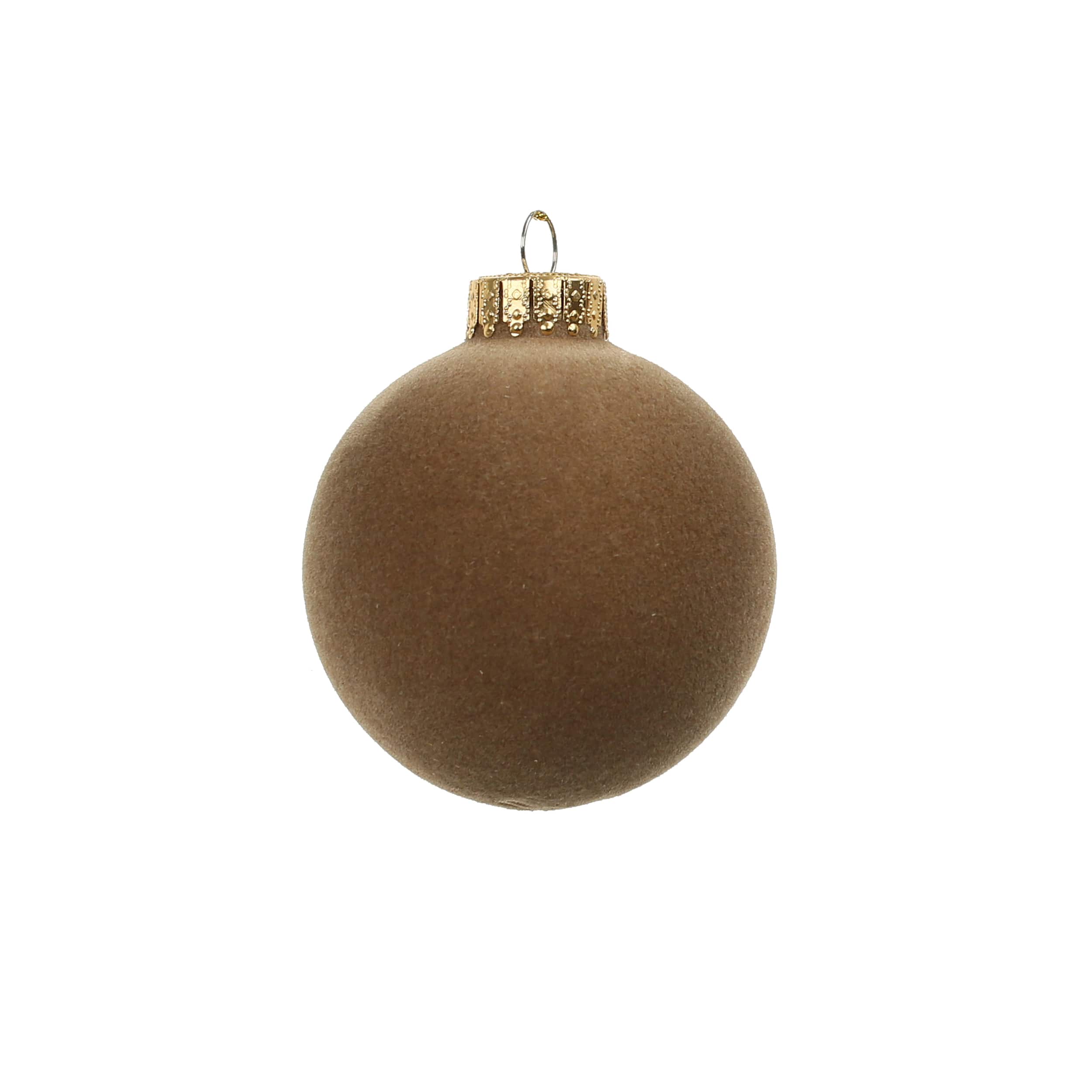 6 Pack 2.5&#x22; Brown Flocked Glass Ball Ornaments by Ashland&#xAE;