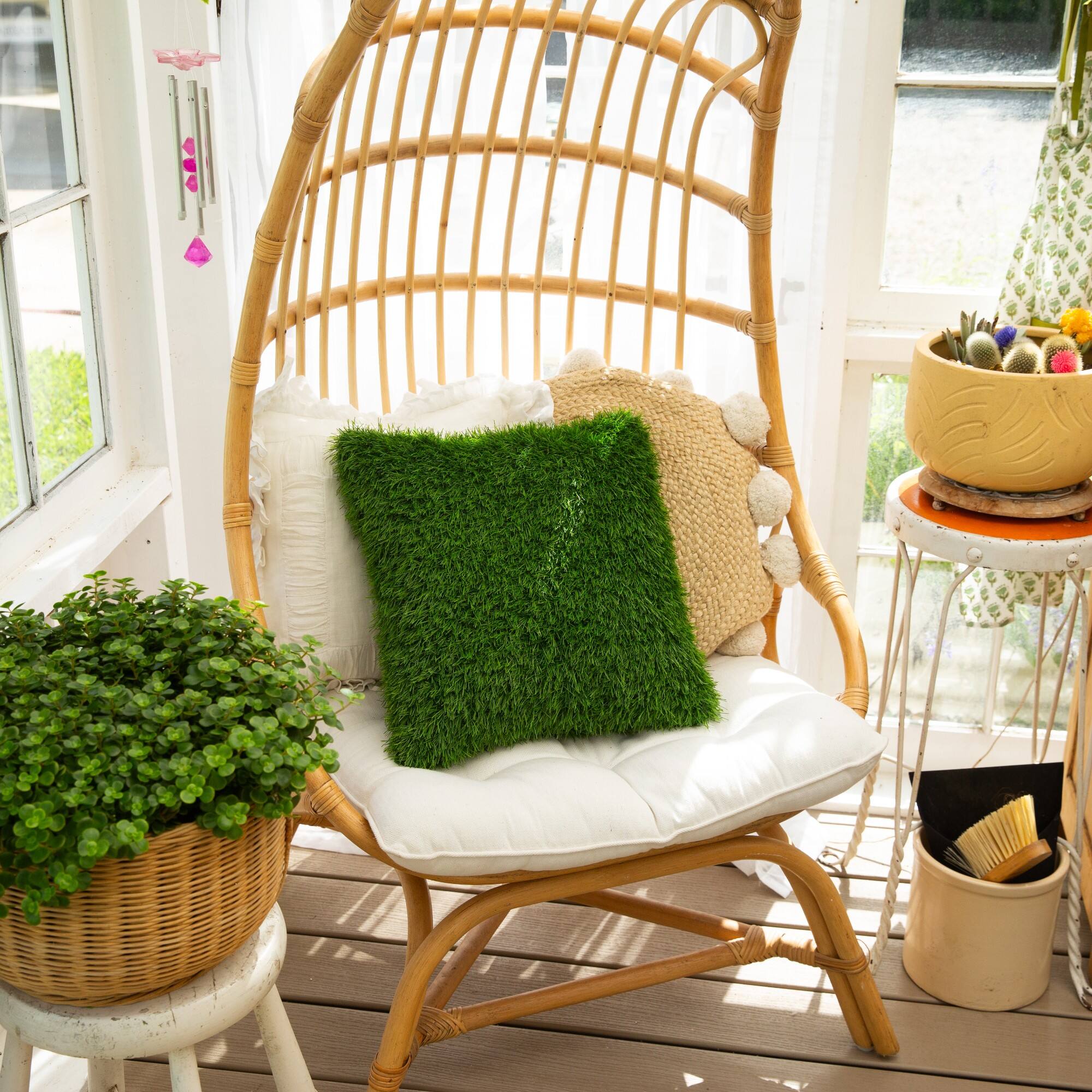 16" UV Resistant Artificial Grass Pillow Cushion (Indoor/Outdoor)