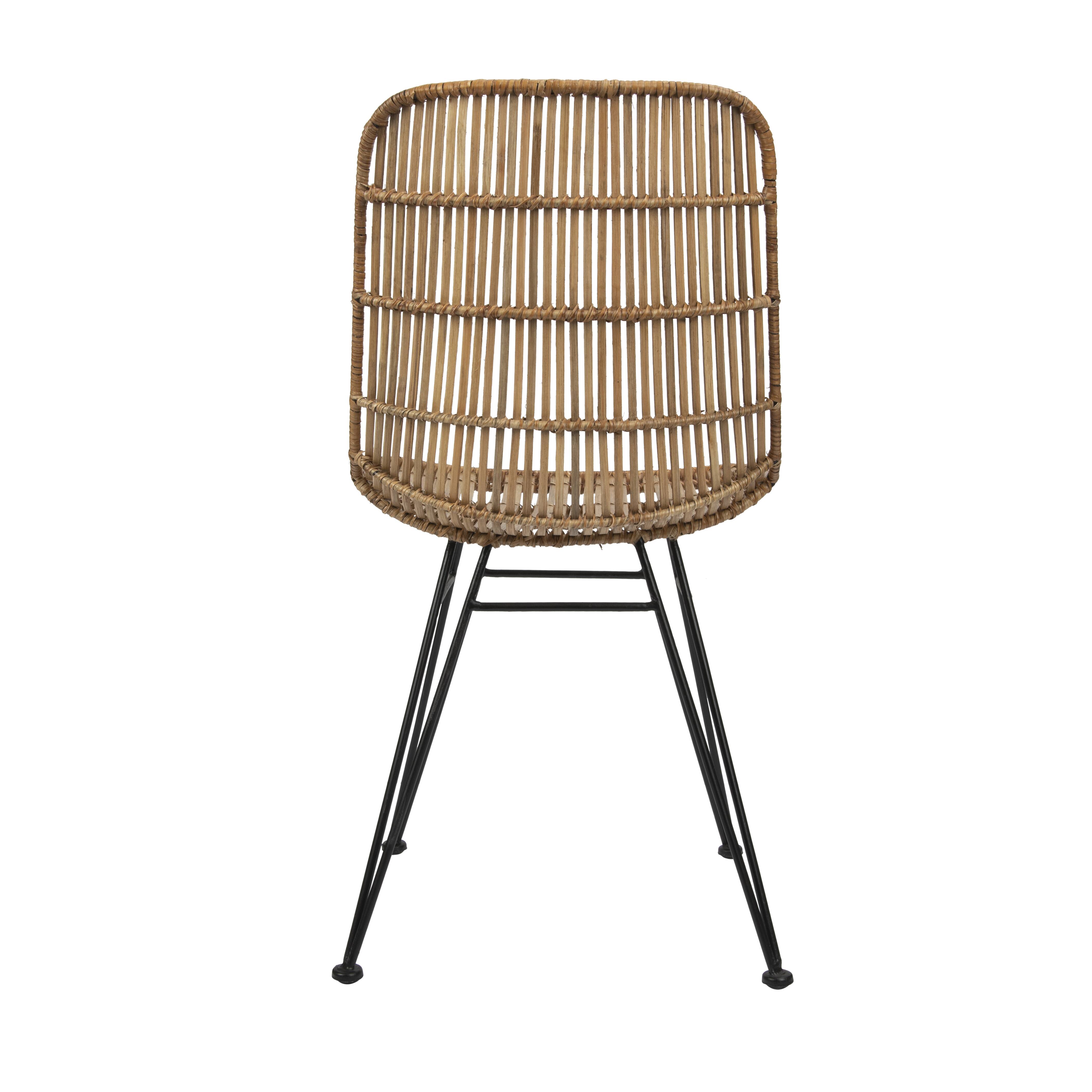 Hello Honey® Natural & Black Boho Rattan & Metal Dining Chair