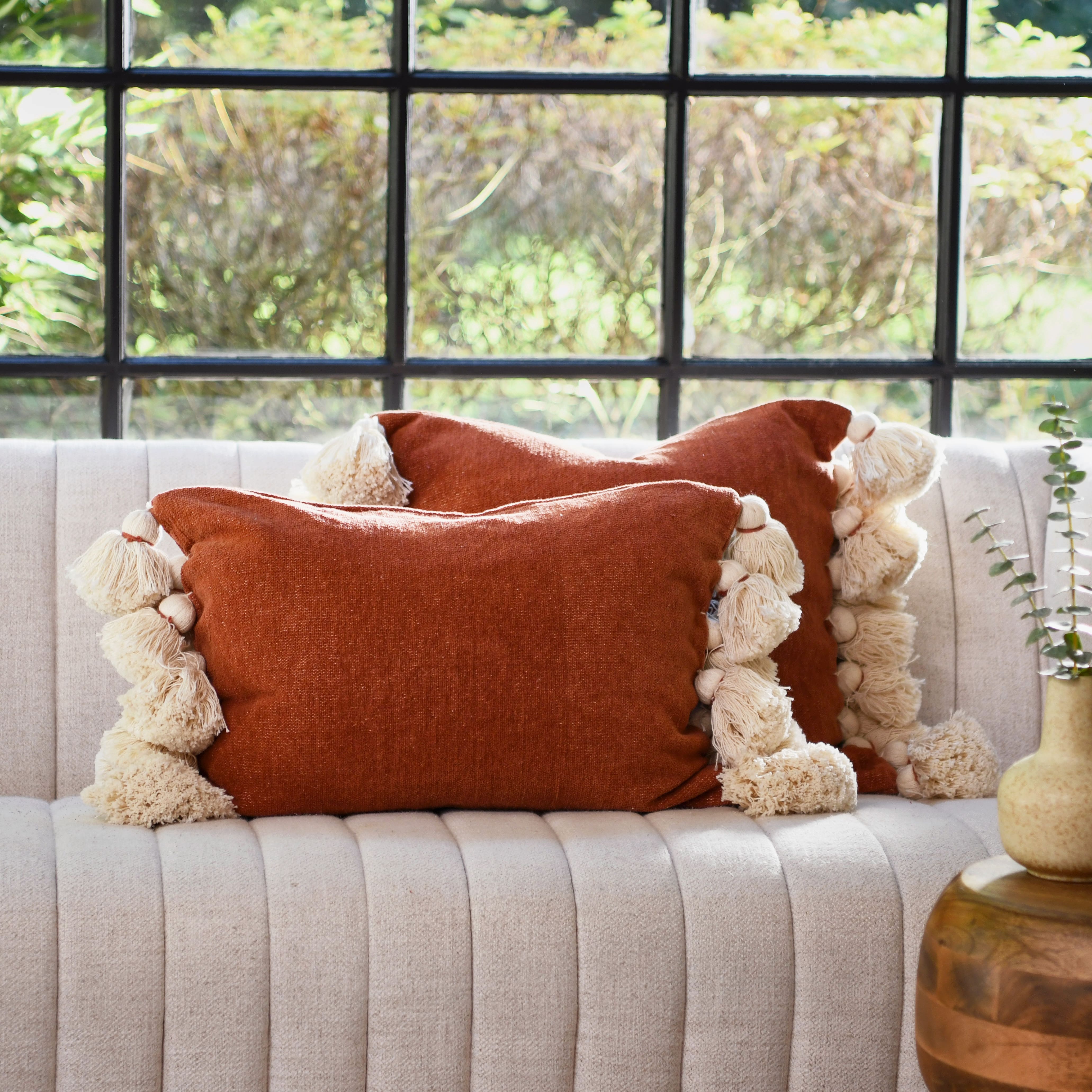 Hello Honey&#xAE; Cotton Chenille Lumbar Pillow with Tassels