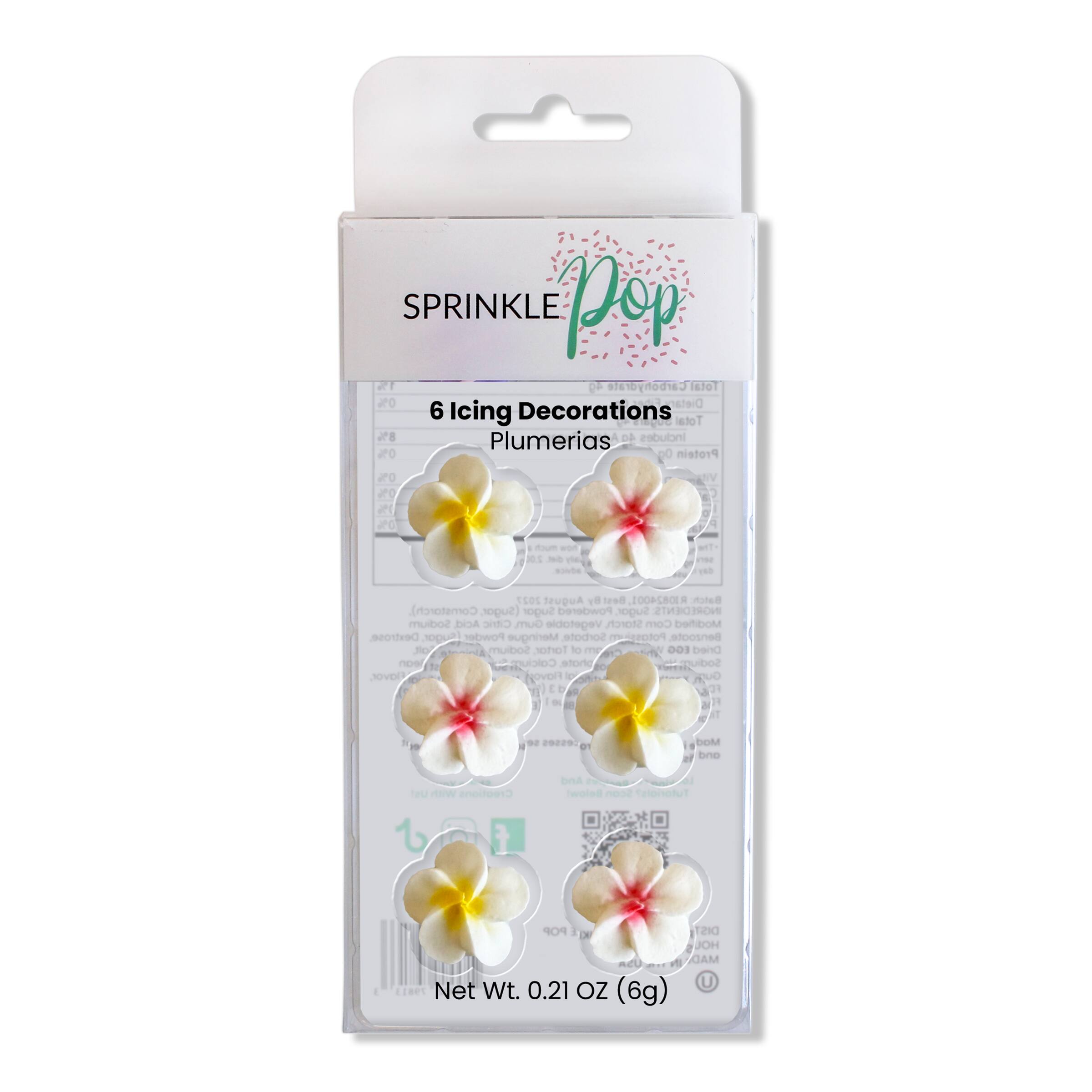 Sprinkle Pop Pink & Yellow Plumeria Icing Decorations, 6ct.