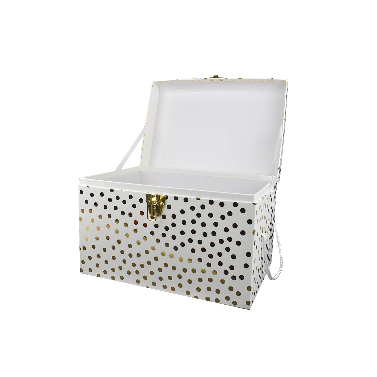 Large White &#x26; Gold Dots Decorative Trunk by Ashland&#xAE;