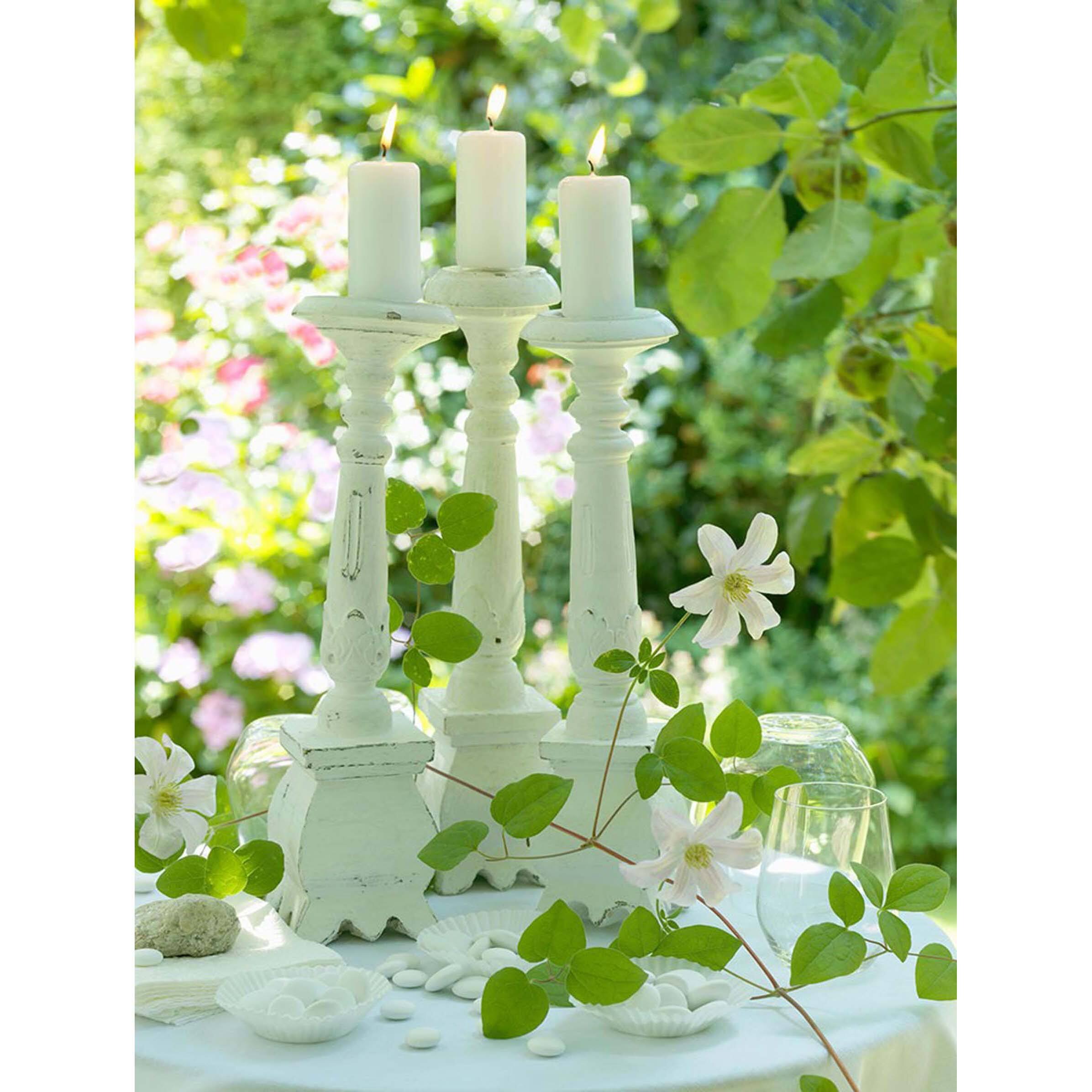 15.7" LED Lighted Pillar Candles in Garden Canvas Wall Art