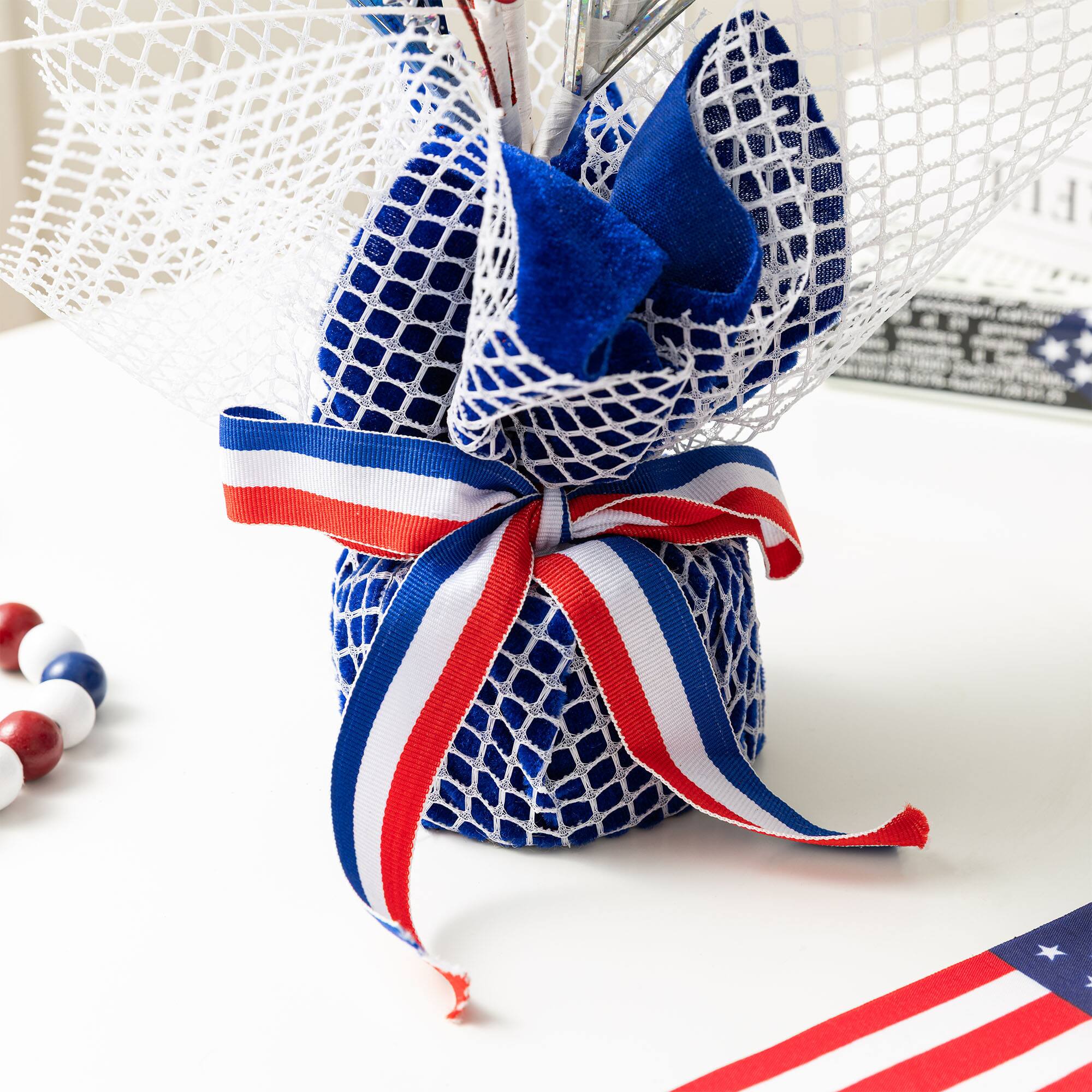 Glitzhome® 21" Patriotic Americana Stars and Heather Table Tree