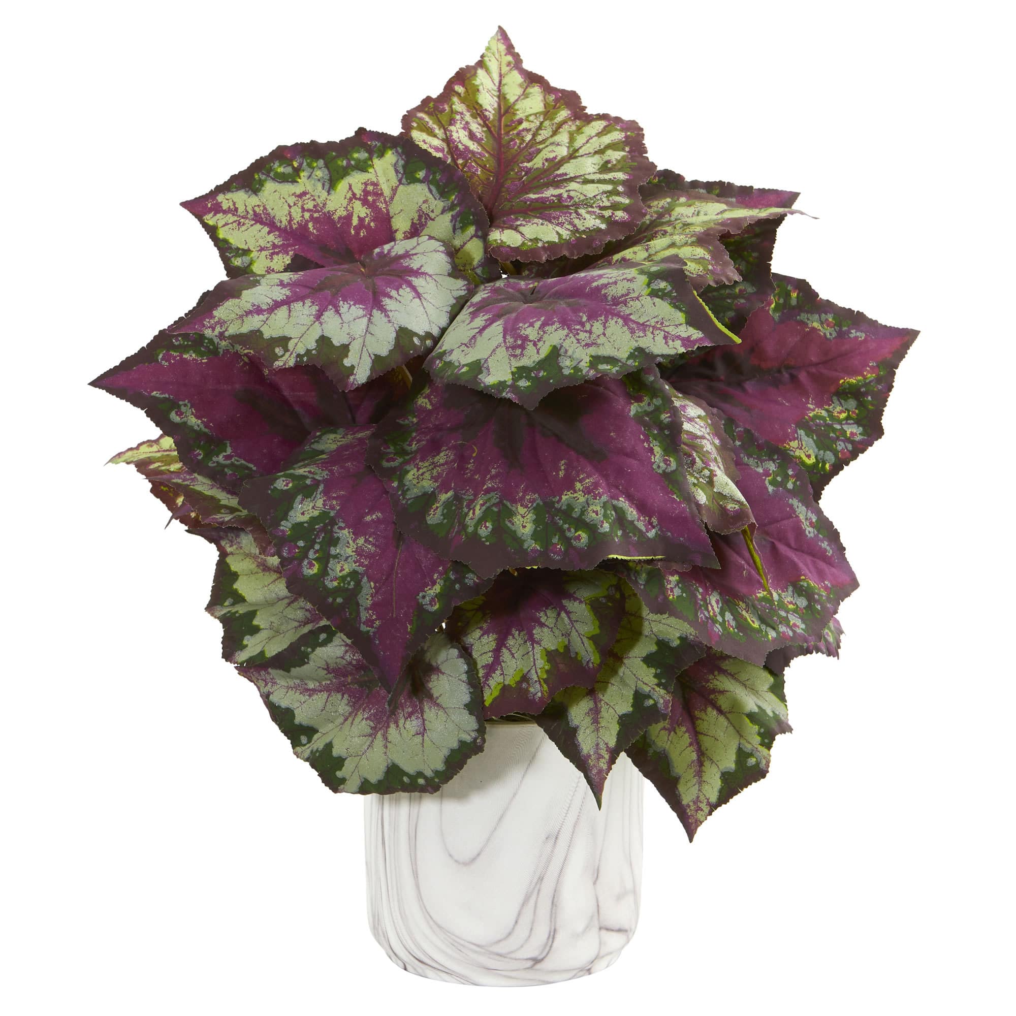 15&#x27;&#x27; Wax Begonia Artificial Plant in Marble Finished Vase
