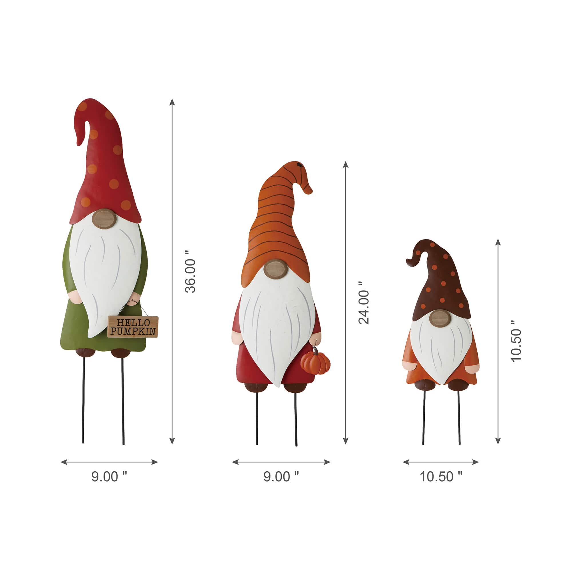 Glitzhome&#xAE; Gnome Family Metal Yard Stake or Standing D&#xE9;cor Set