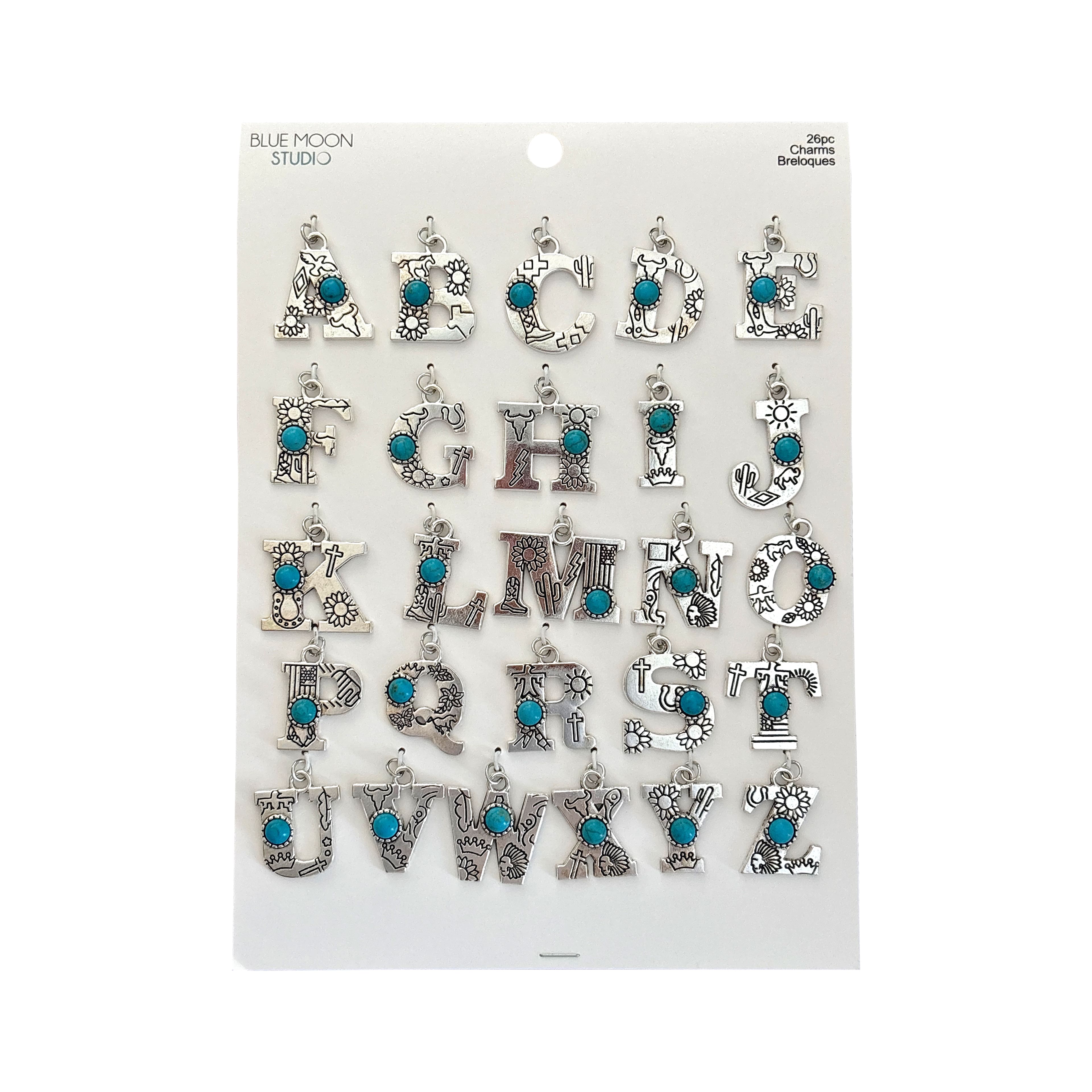 Blue Moon Studio&#x2122; Silver-Colored Western Alphabet Charm Set