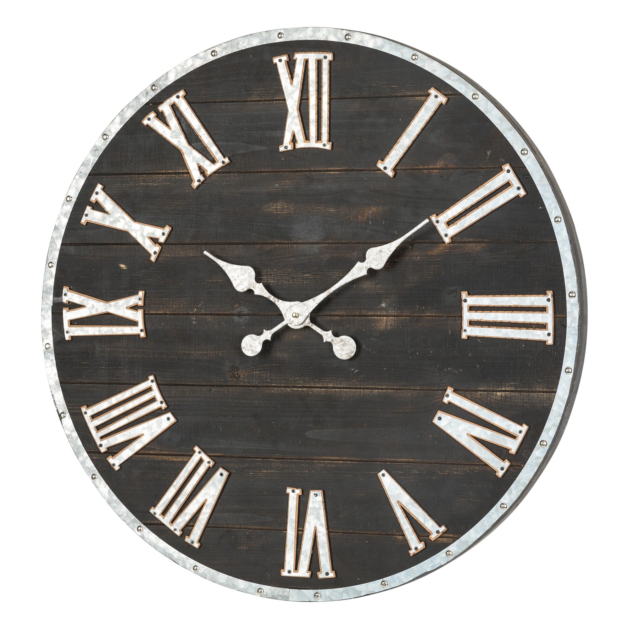 Glitzhome&#xAE; 27.5&#x22; Oversized Farmhouse Wooden &#x26; Galvanized Wall Clock