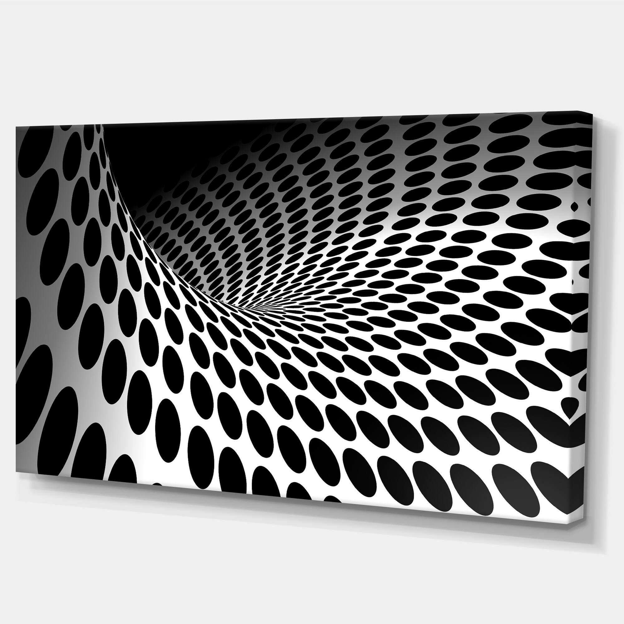 Designart - Waves and Circles Black n’ White - Contemporary Canvas Art Print