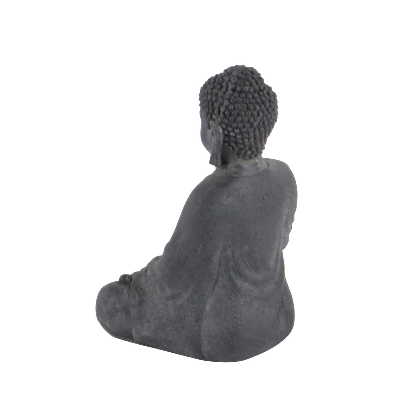 CosmoLiving by Cosmopolitan Grey Ceramic Sculpture, Buddha 12" x 8" x 7"