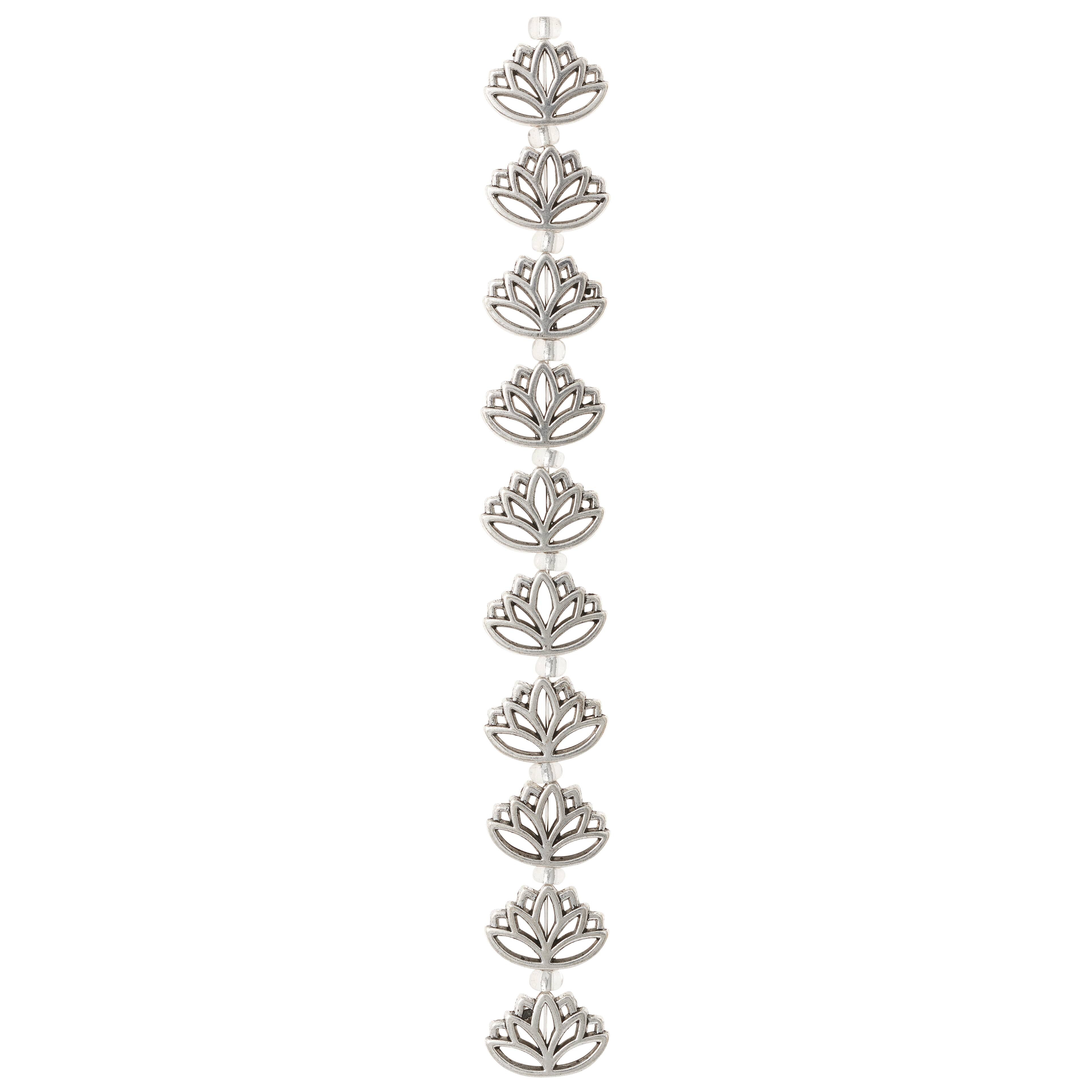 12 Pack: Silver Metal Lotus Beads, 16mm by Bead Landing&#x2122;