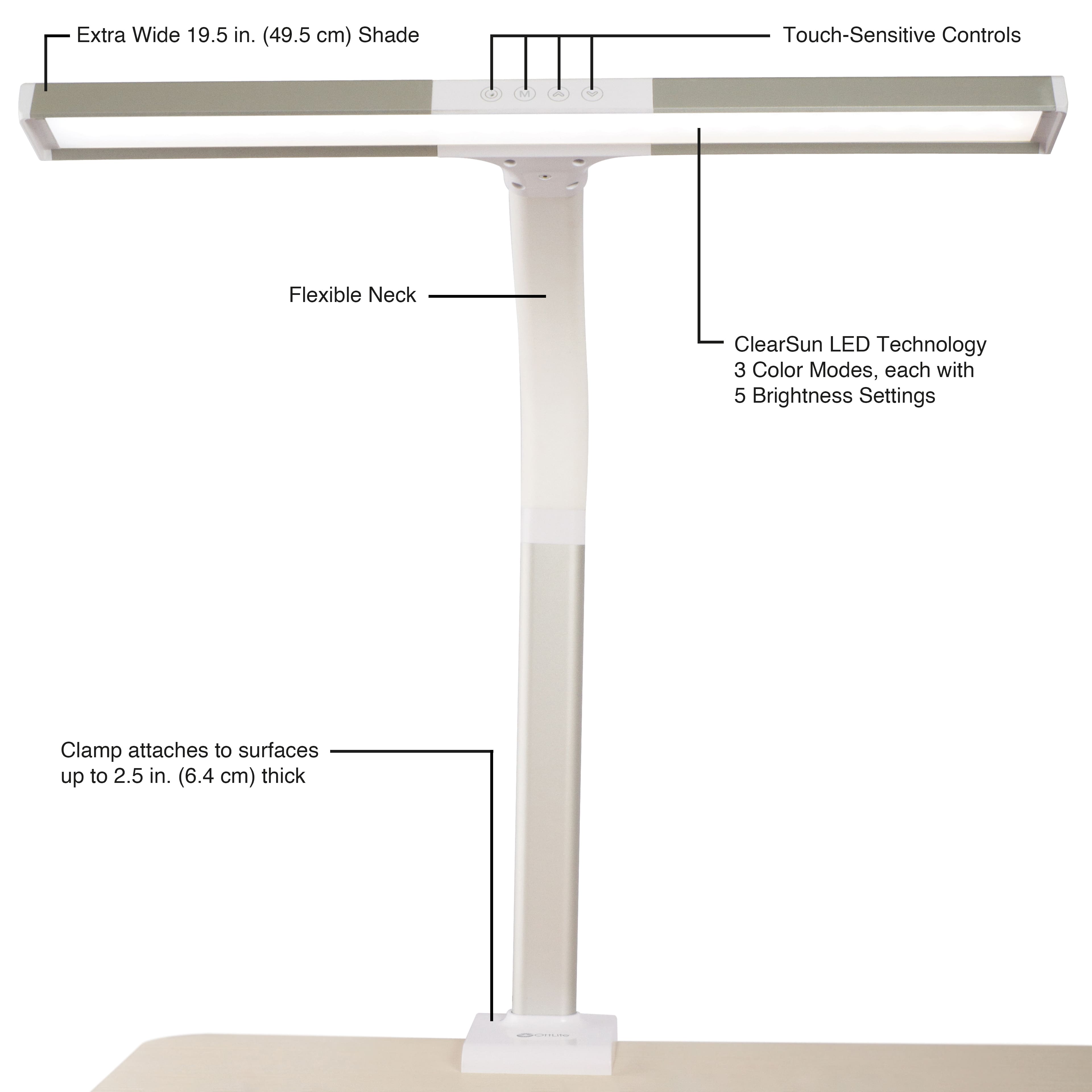 OttLite&#xAE; Extra Wide Area LED Clamp Lamp