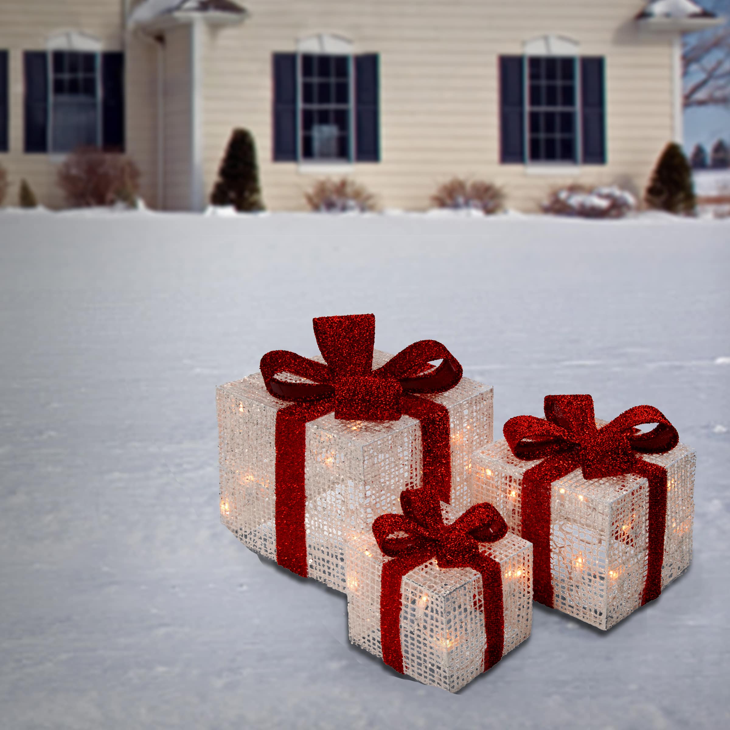 White &#x26; Red Gift Box Set with Clear Lights