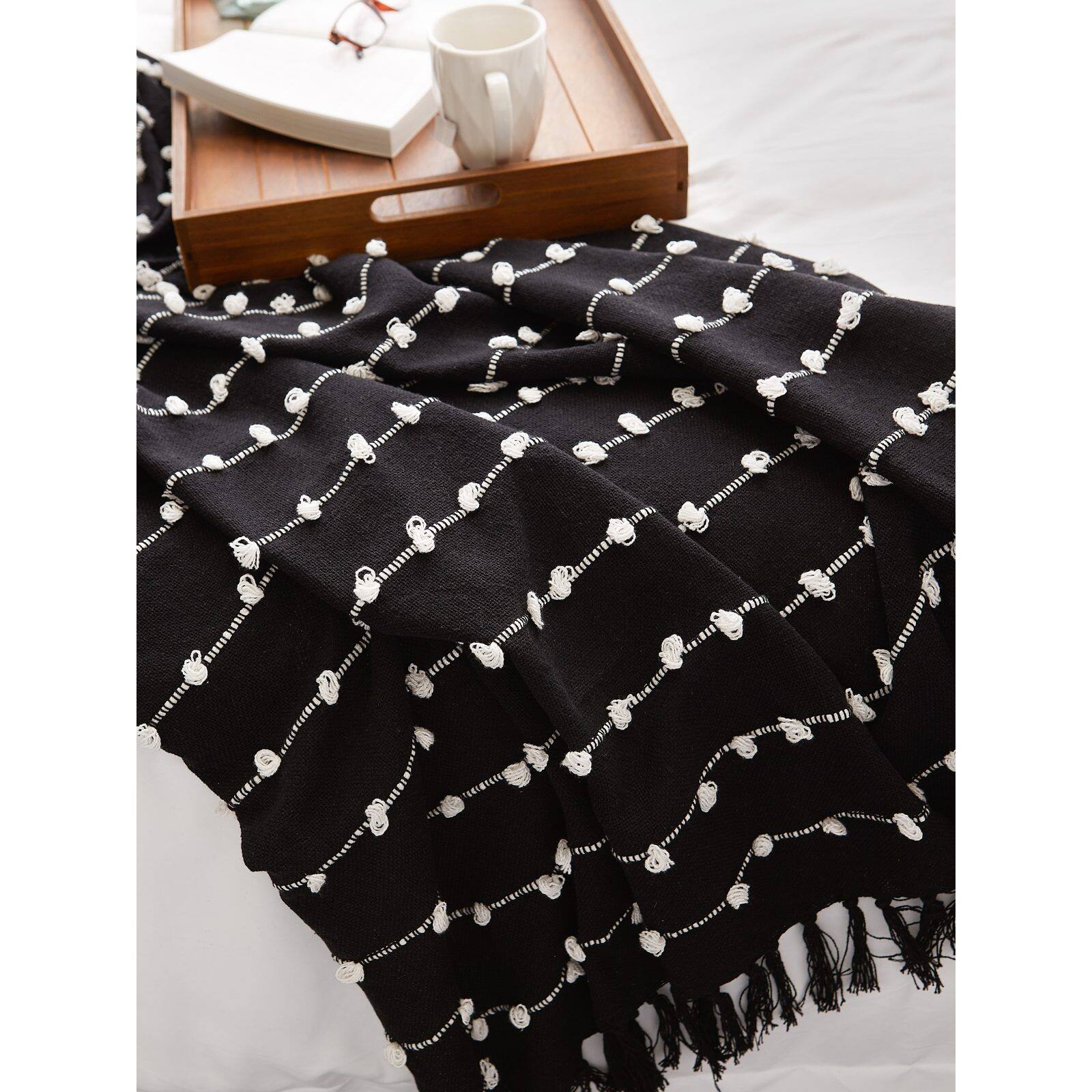 DII® Black Woven Loop Throw