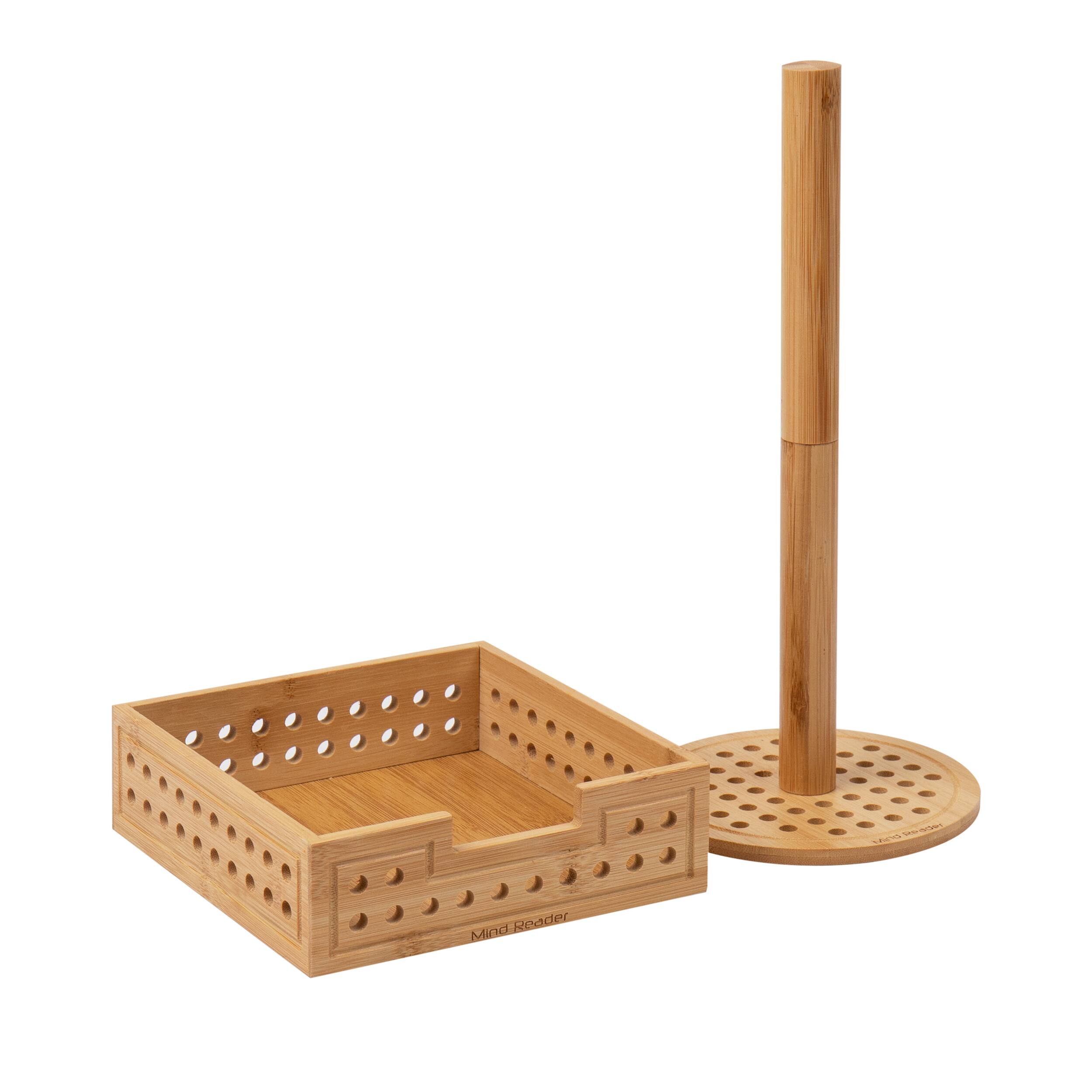 Mind Reader Lattice Bamboo Paper Towel &#x26; Napkin Holder Set