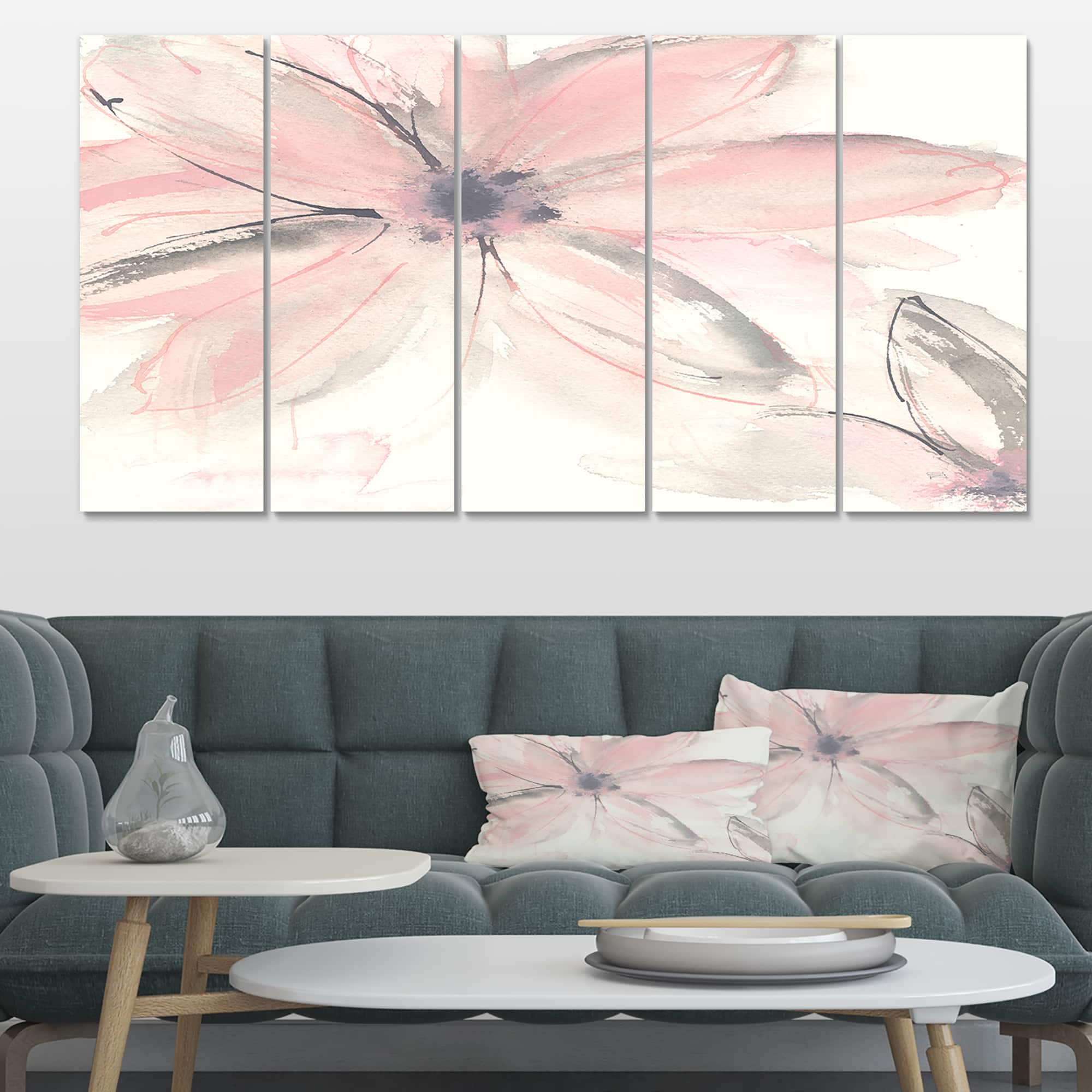 Designart - Pink Shabby Floral II - Shabby Chic Canvas Artwork
