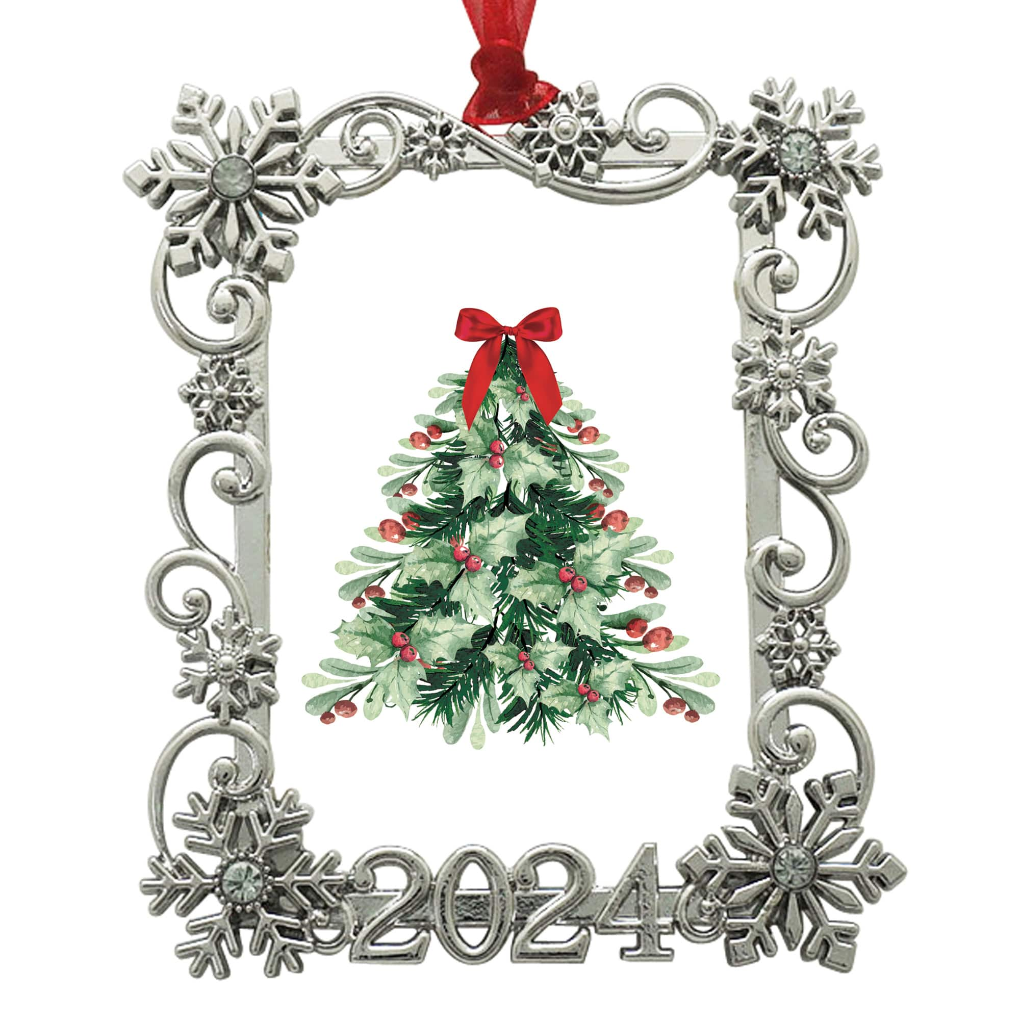 2&#x22; x 3&#x22; Silver Snowflake 2024 Ornament Frame by Studio D&#xE9;cor&#xAE;