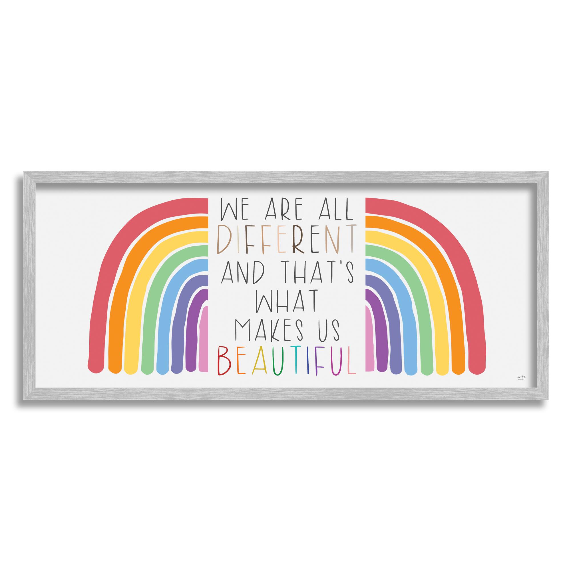 Stupell Industries Bold Rainbow Different Is Beautiful Inspirational Quote Framed Giclee Art