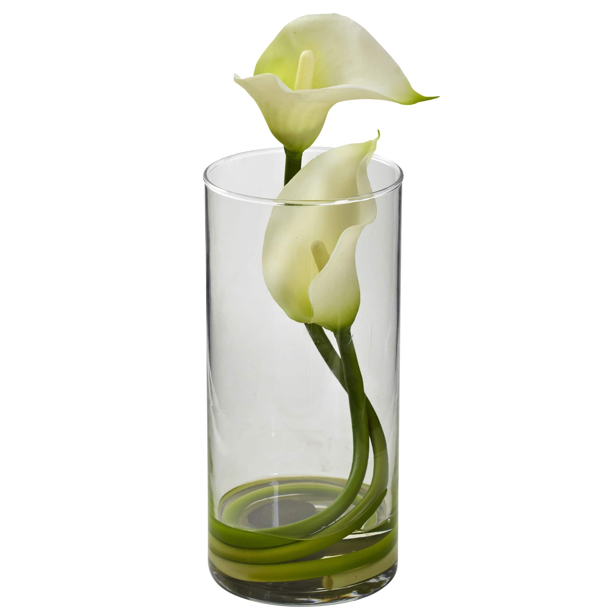 10.5&#x22; White Double Calla Lily with Cylinder Vase, 2ct.