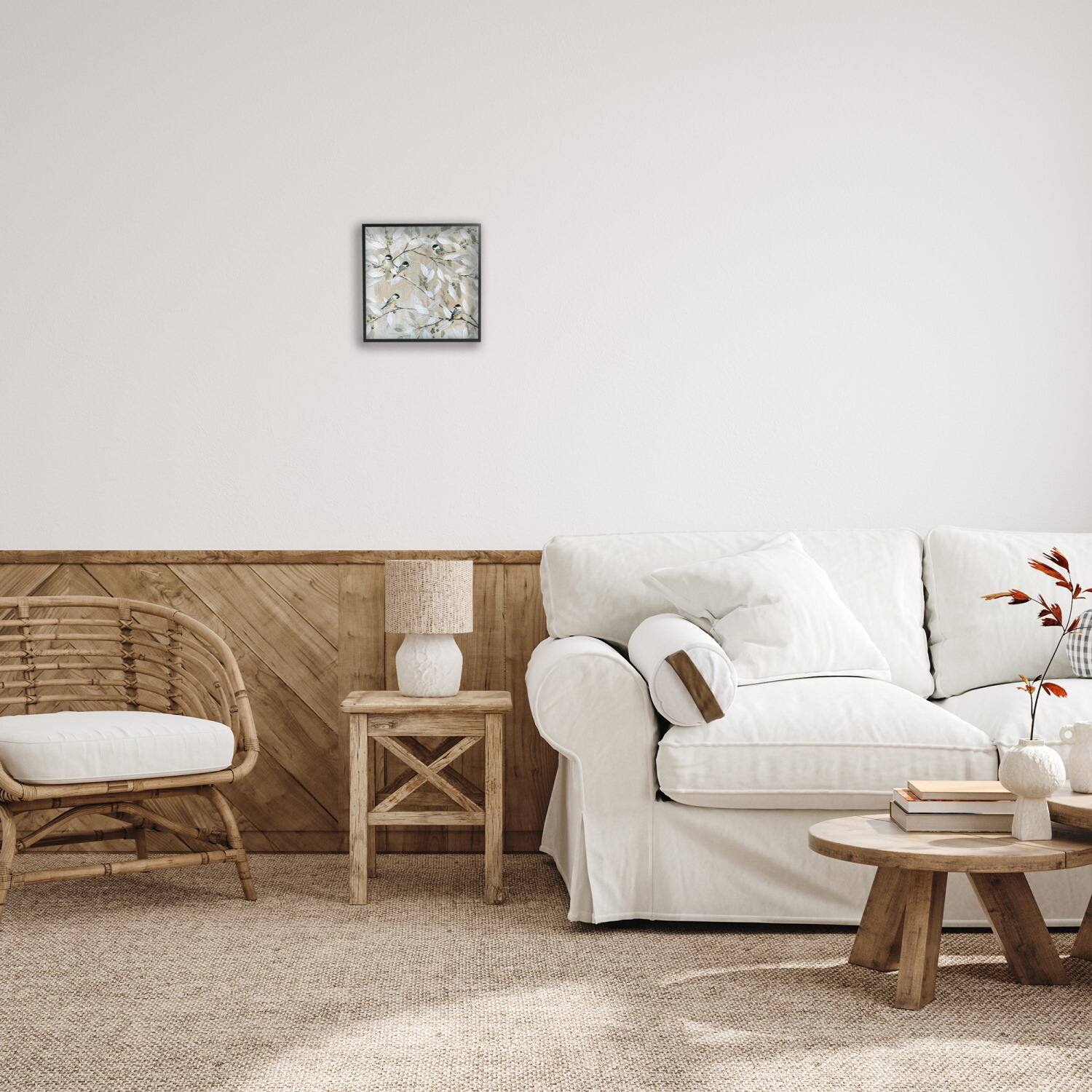 Stupell Industries Chickadee Birds on Branches Framed Giclee Art