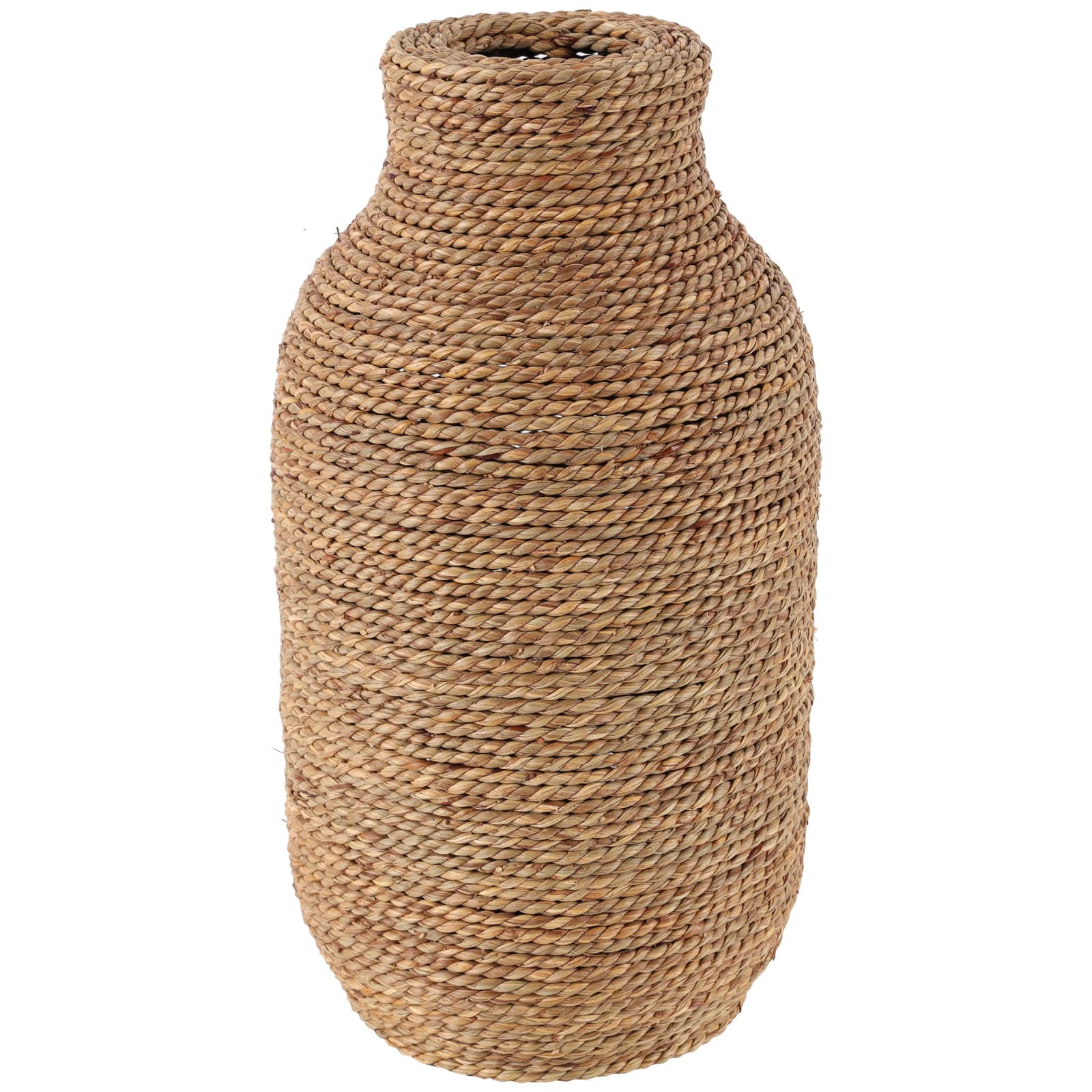 16&#x22; Brown Seagrass Handmade Wrapped Vase