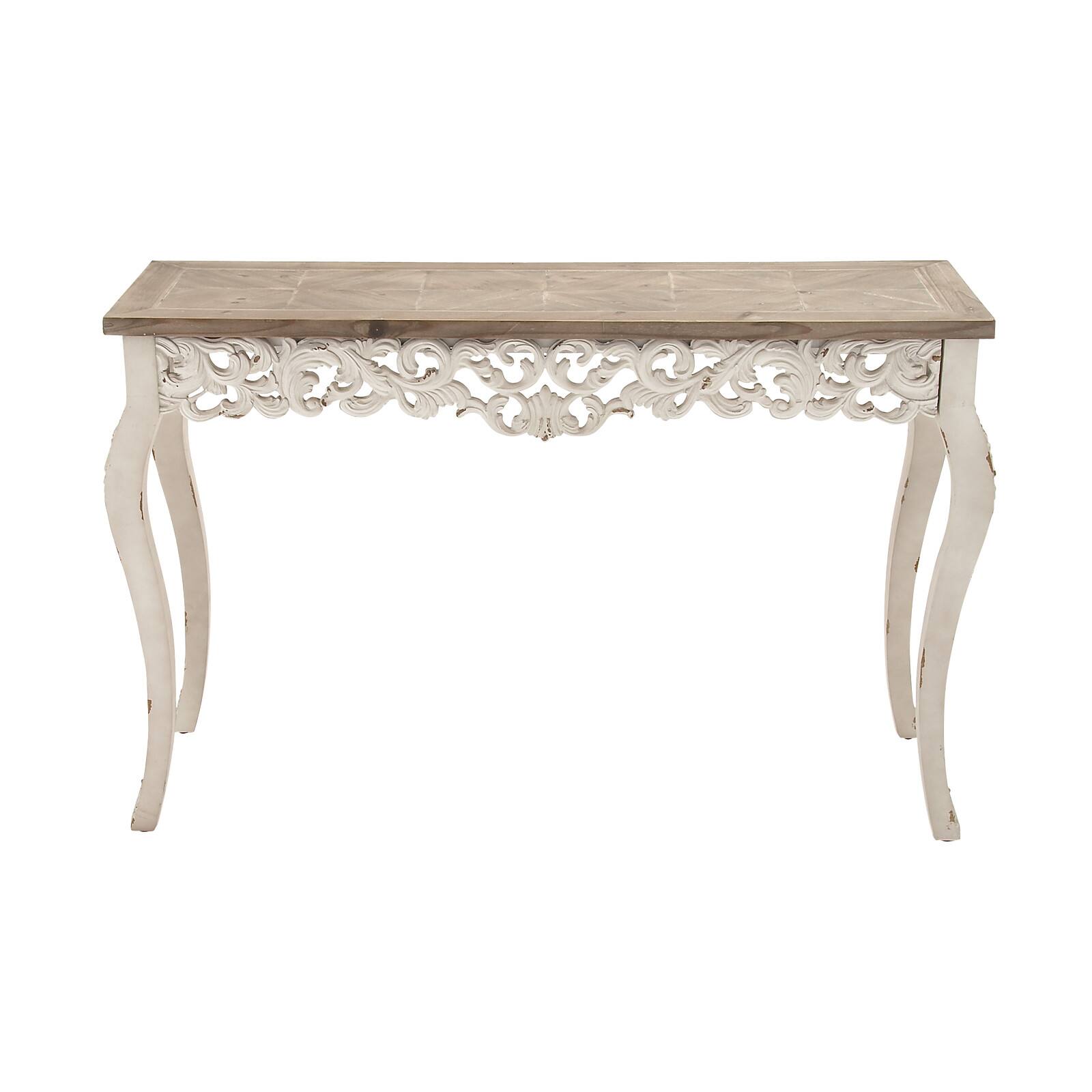 White Farmhouse Wood Console Table, 30" x 46"