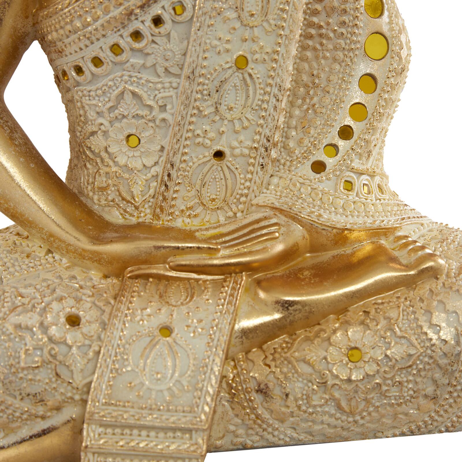 Gold Polystone Glam Sculpture, Buddha 20&#x22; x 14&#x22; x 9&#x22;