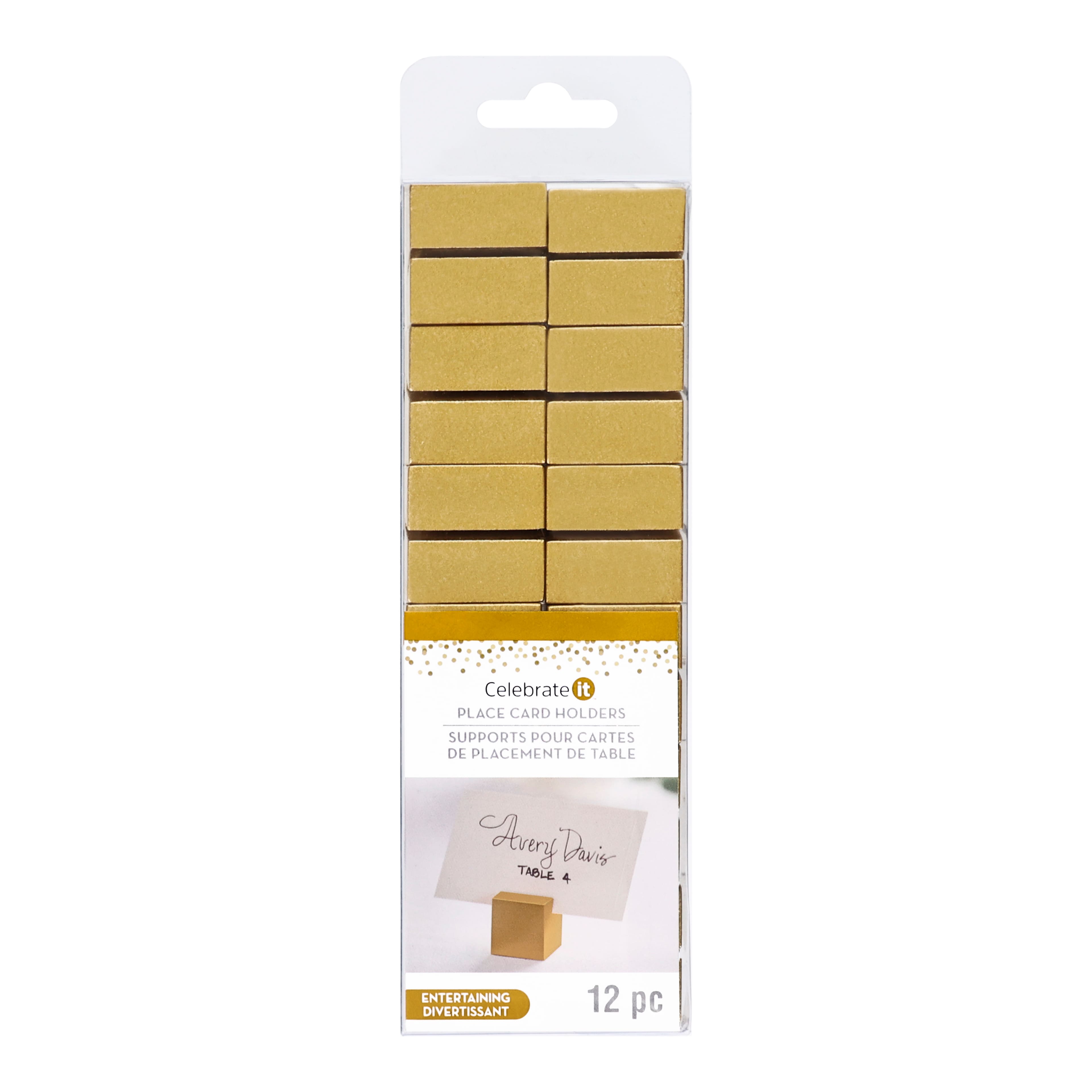 6 Packs: 12 ct. (72 total) 1" Gold Block Place Card Holders by Celebrate It™