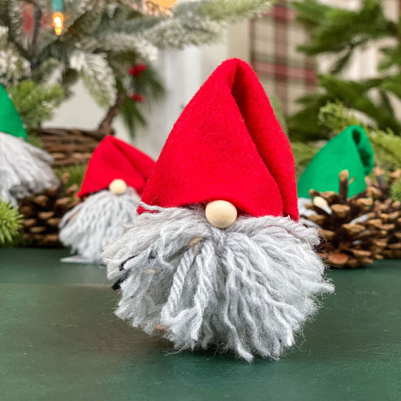 How to Make Easy Christmas Pinecone Gnome Ornaments - Olivia OHern