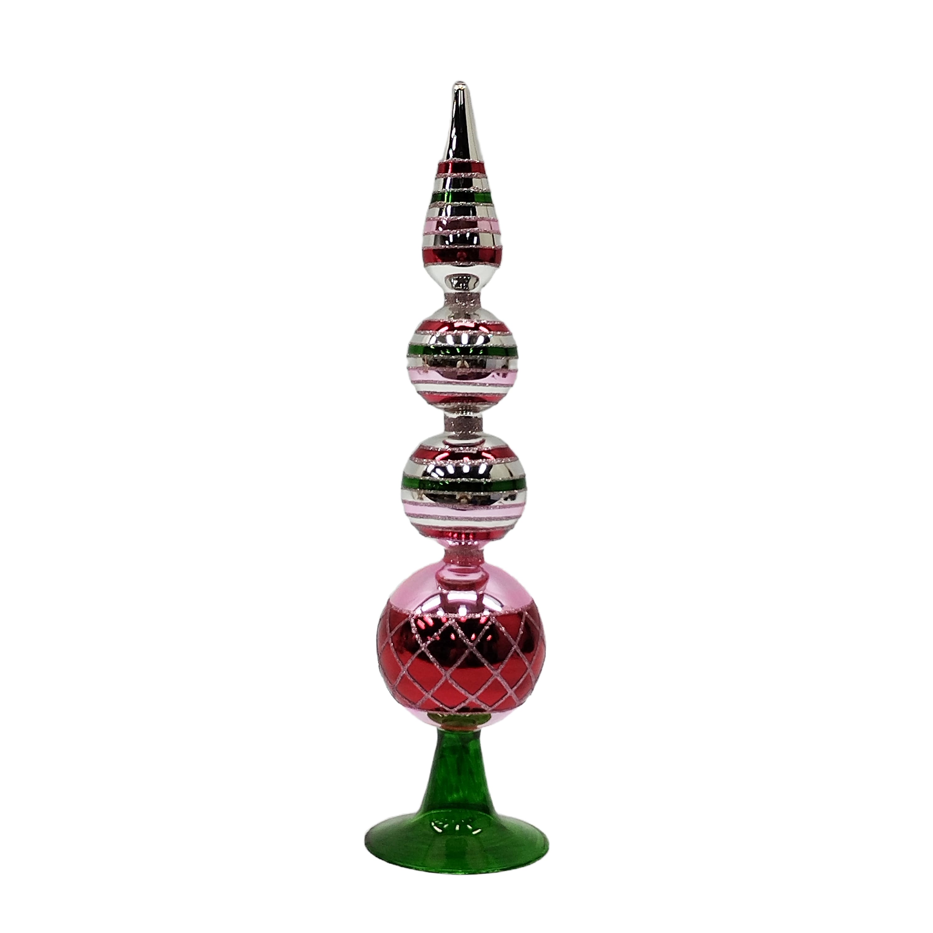 Green &#x26; Pink Layered Glass Finial Ornament Tabletop D&#xE9;cor by Ashland&#xAE;