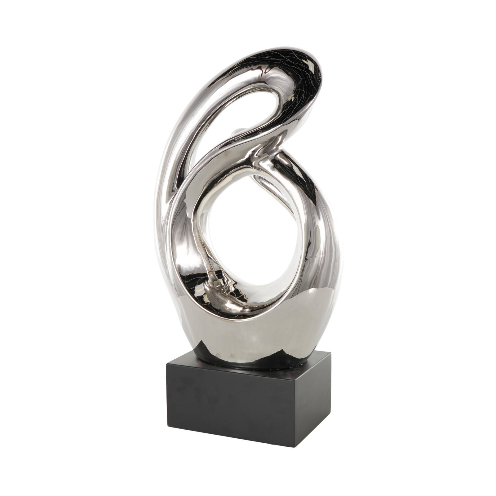 26.5" Silver Abstract Modern Ceramic Sculpture