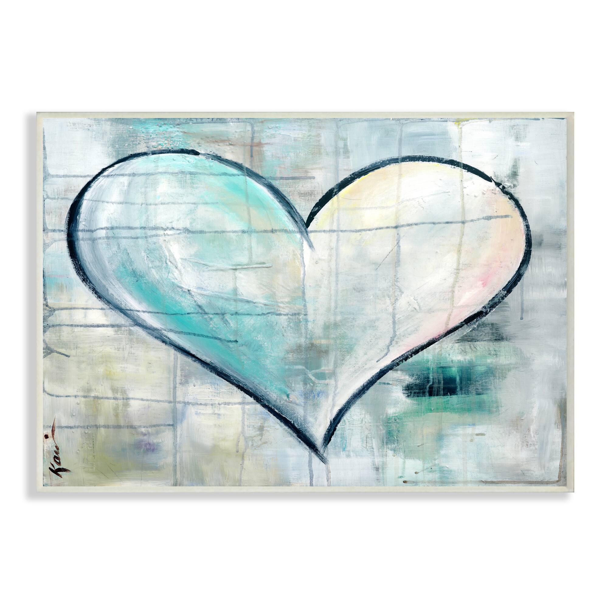 Stupell Industries Blue & White Graffiti Heart Painting Wall Plaque