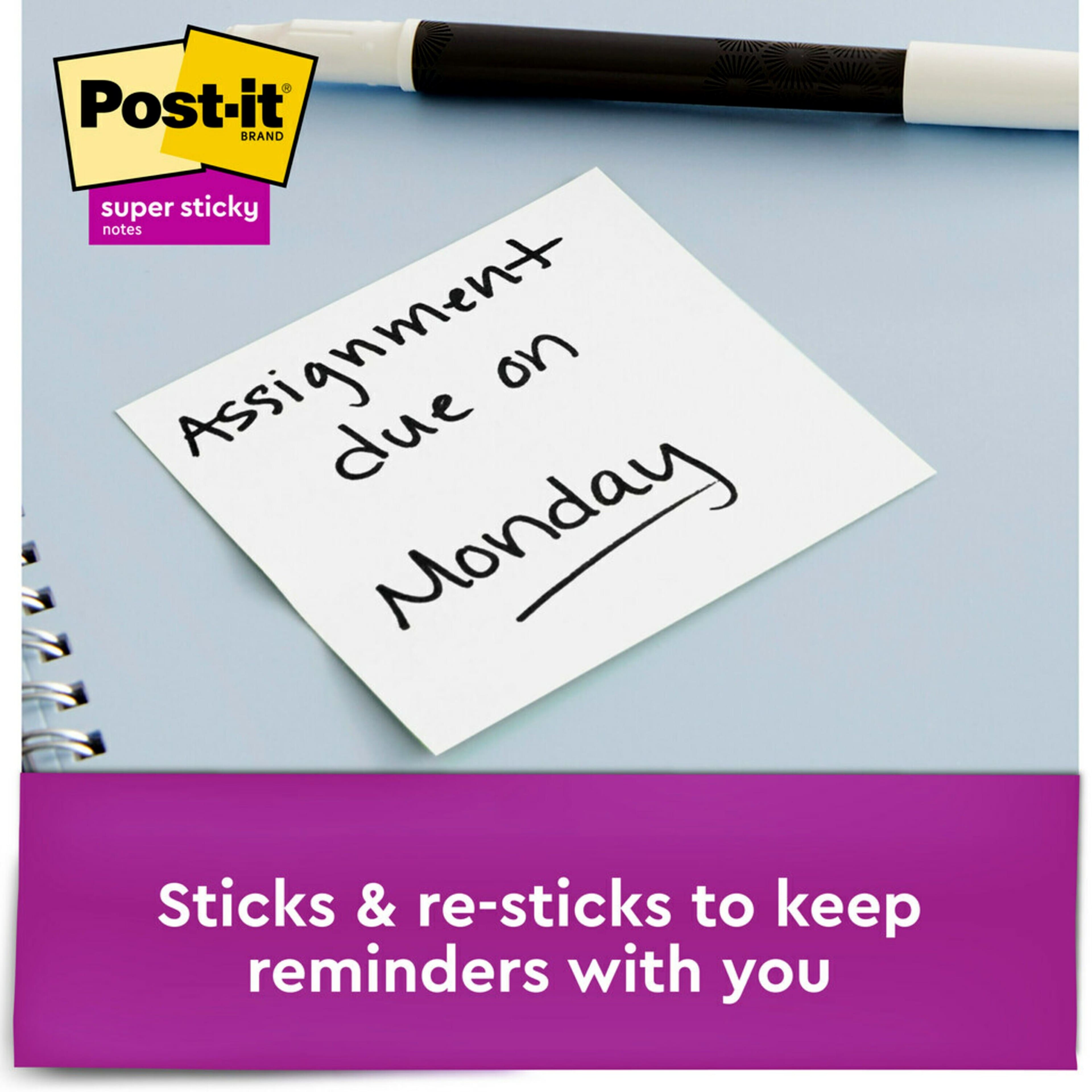 Post-it&#xAE; 3&#x22; x 3&#x22; Super Sticky Notes, 5 Pack