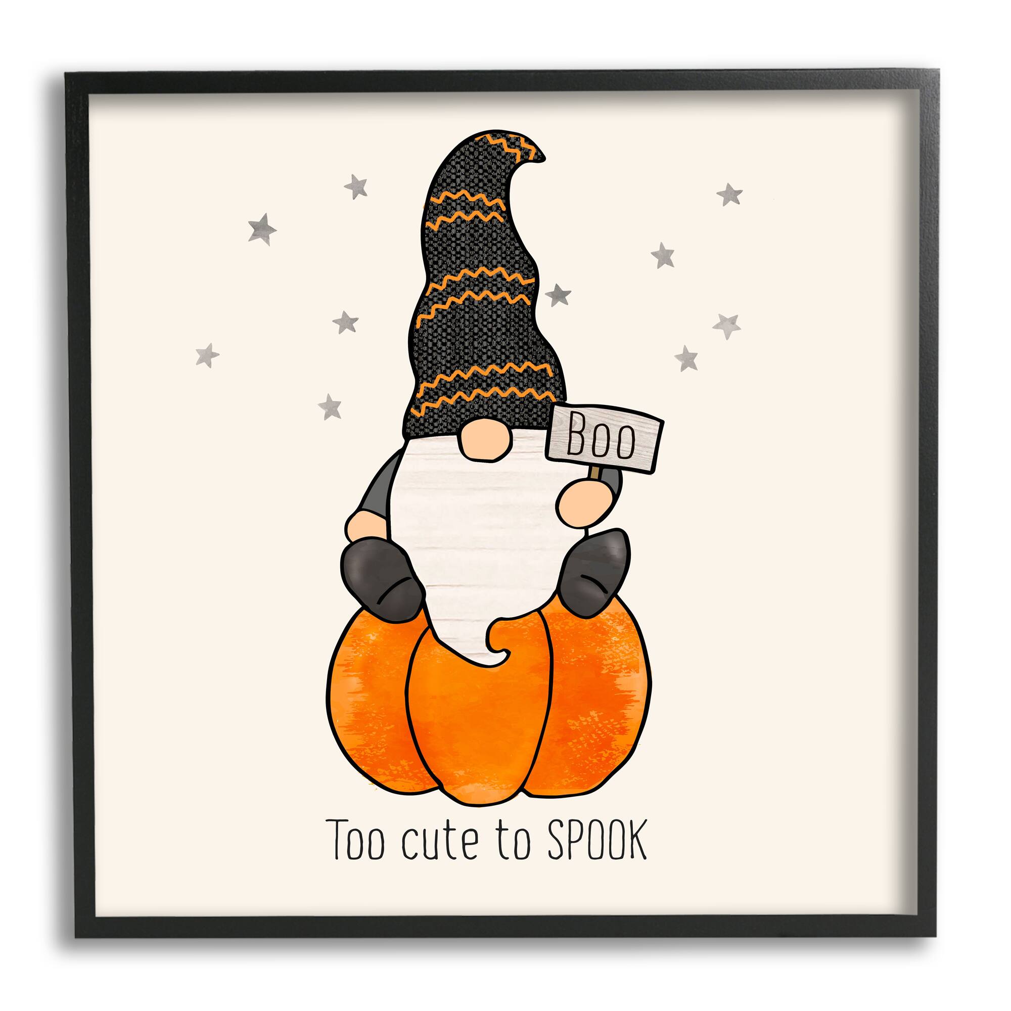 Stupell Industries Too Cute To Spook Gnome Phrase Framed Giclee Art
