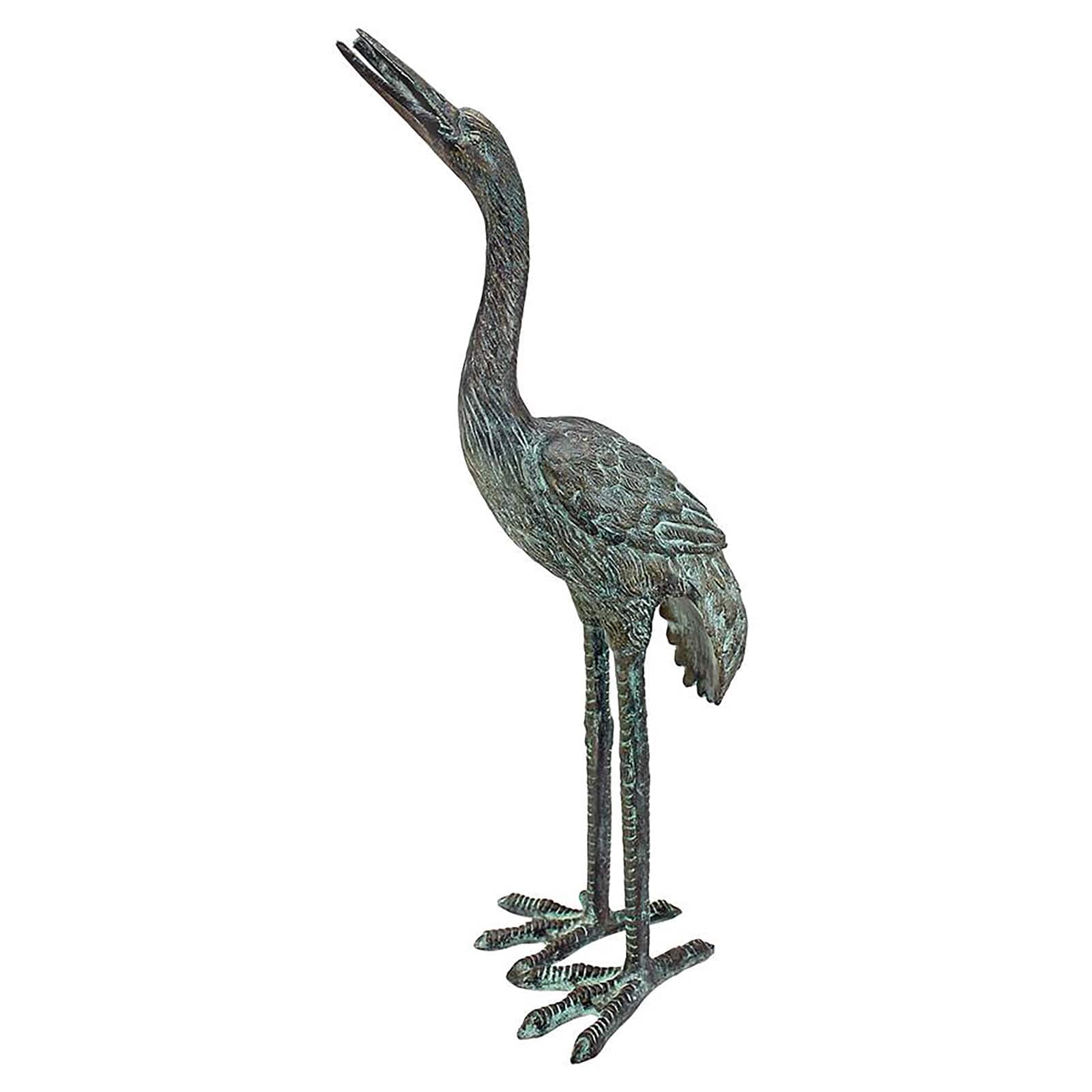 Design Toscano Small Straight Neck Bronze Crane