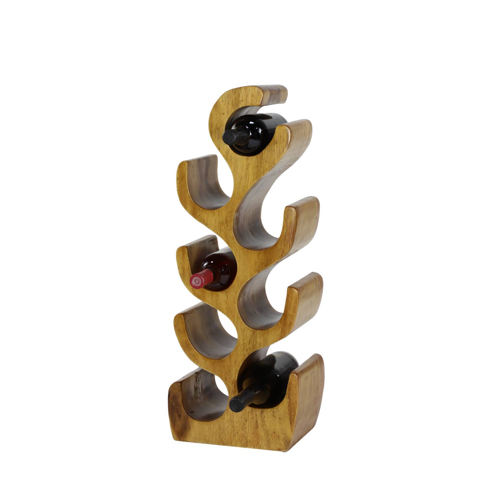28" Brown Wood Rustic Wine Holder Rack