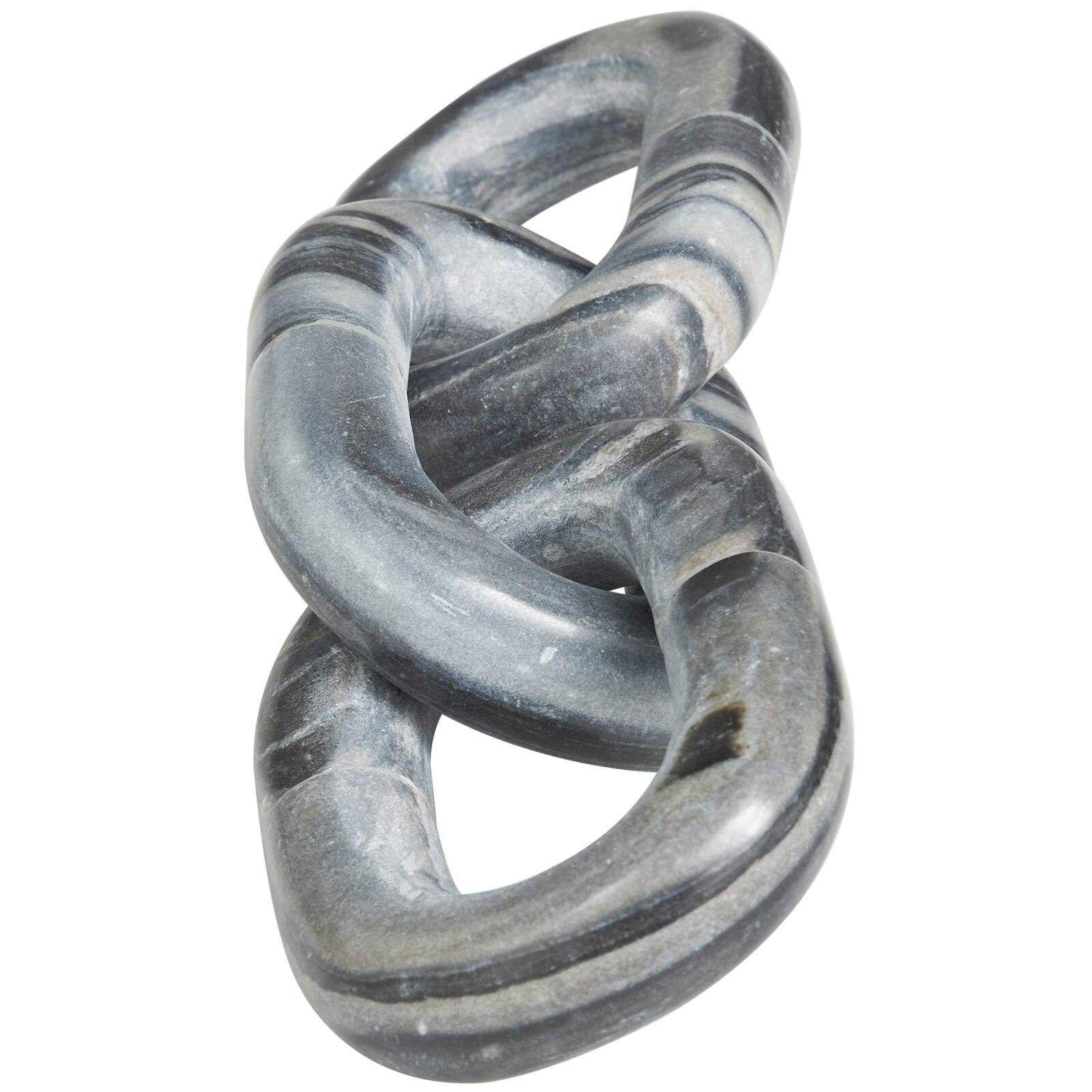 13" Gray Marble Geometric 3-Link Chain Sculpture Décor